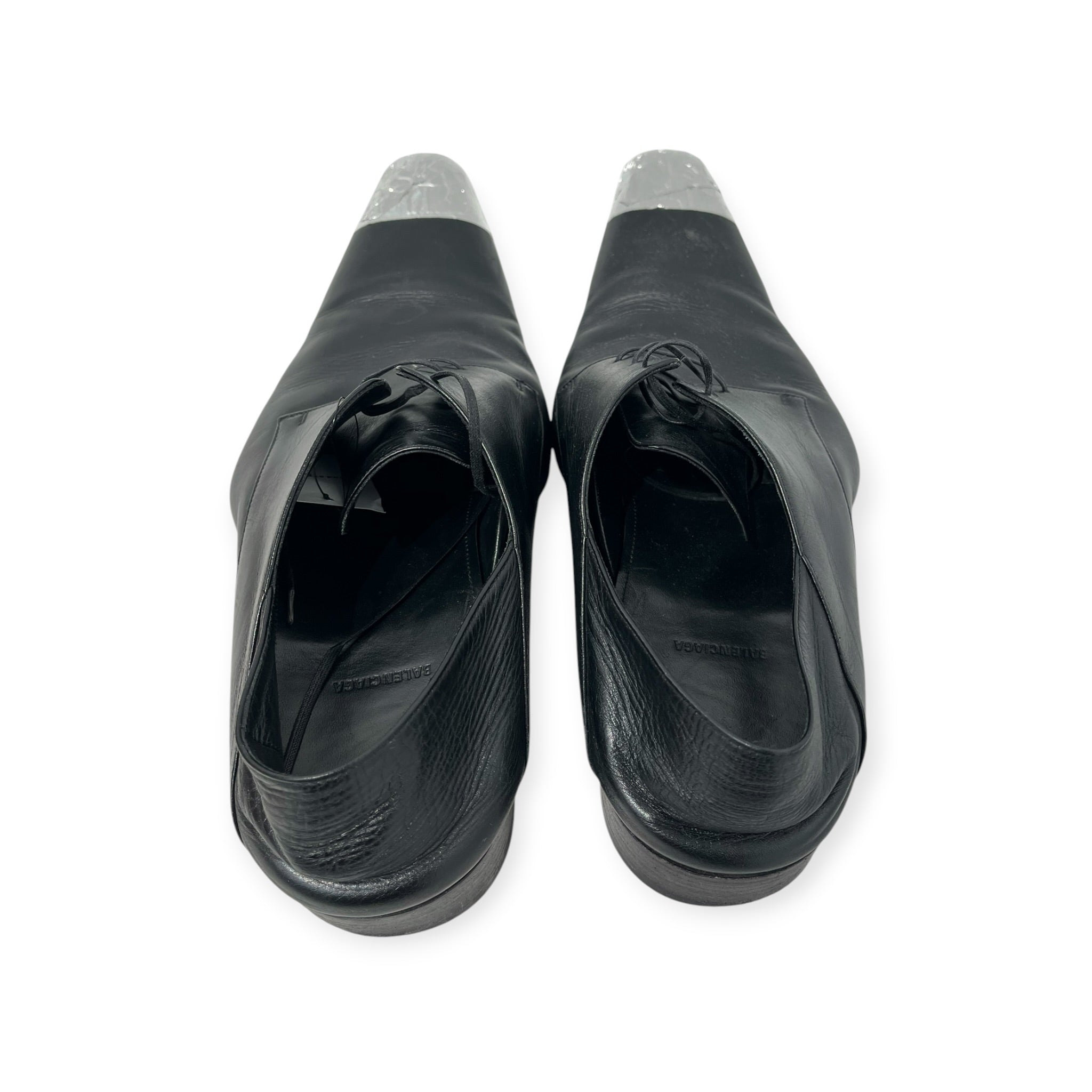 BALENCIAGA/Loafers/EU 43/Leather/BLK/TIN FOIL TIP DESIGN LACE UP view 5