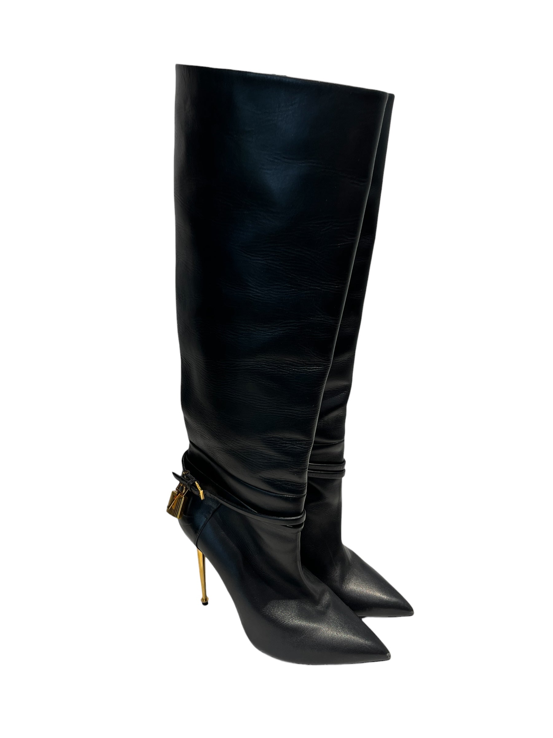 TOM FORD/Heels/EU 40/Leather/BLK/Knee High boot heel view 1