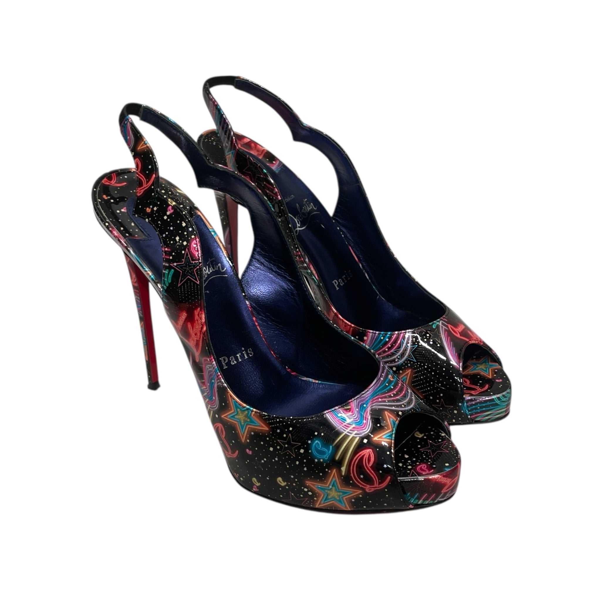 Christian Louboutin/Heels/EU 38.5/All Over Print/MLT/HOT CHICK SCALLOP SLINGBACK view 1