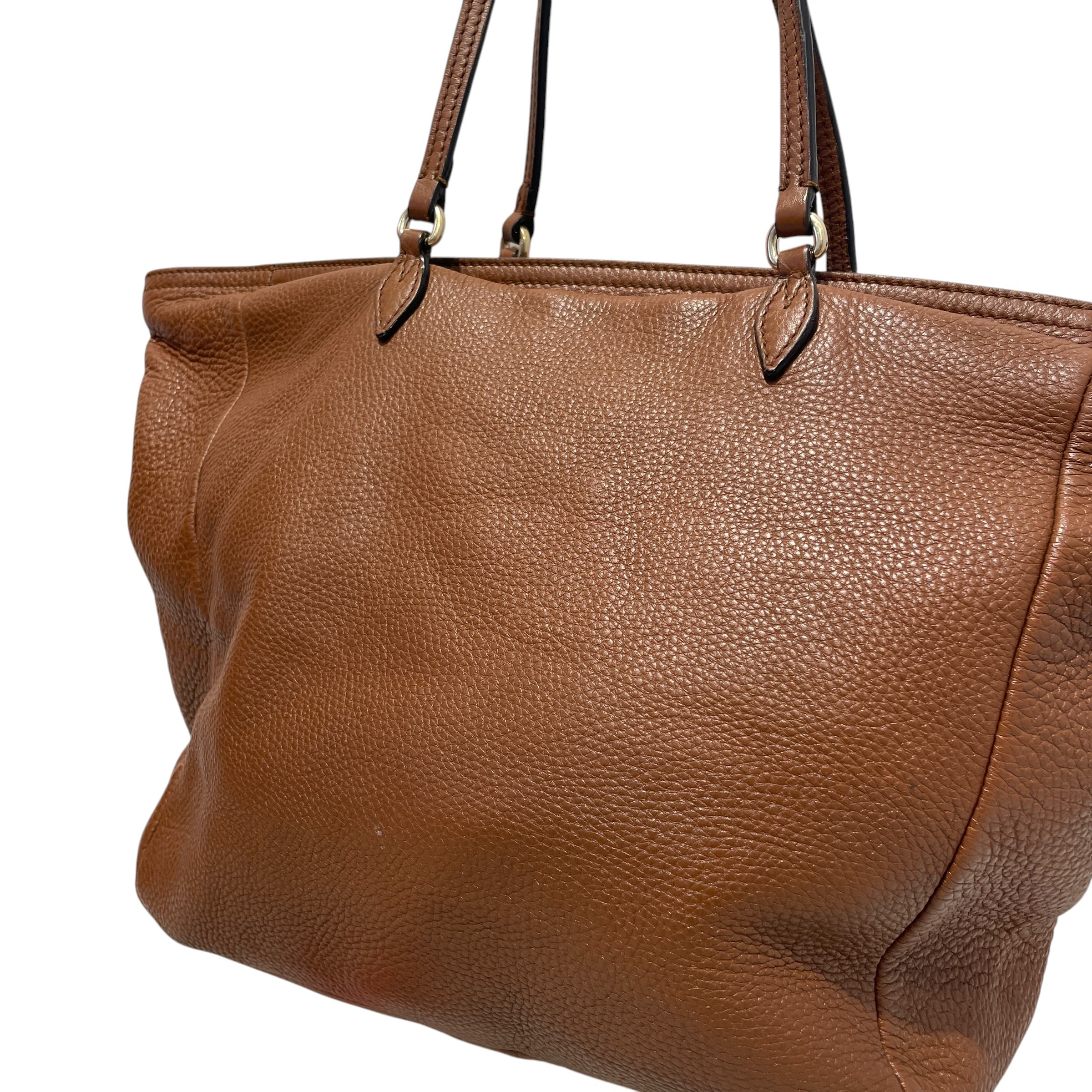 GUCCI/Hand Bag/Leather/BRW/Gold-Tone Grained Bree Bag view 4