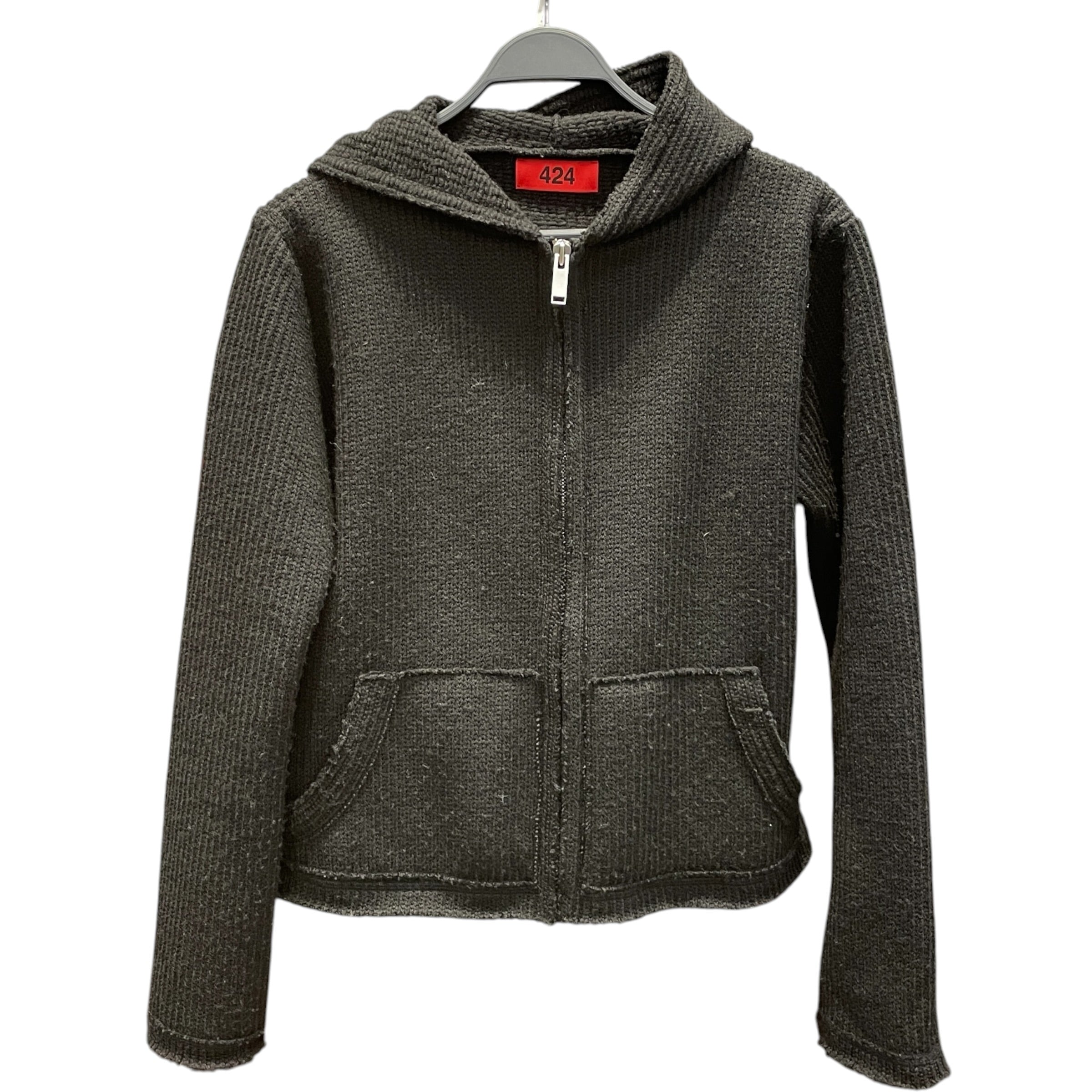 424(FourTwoFour)/Hoodie/S/Cotton/BLK/zipper sweater hood view 1