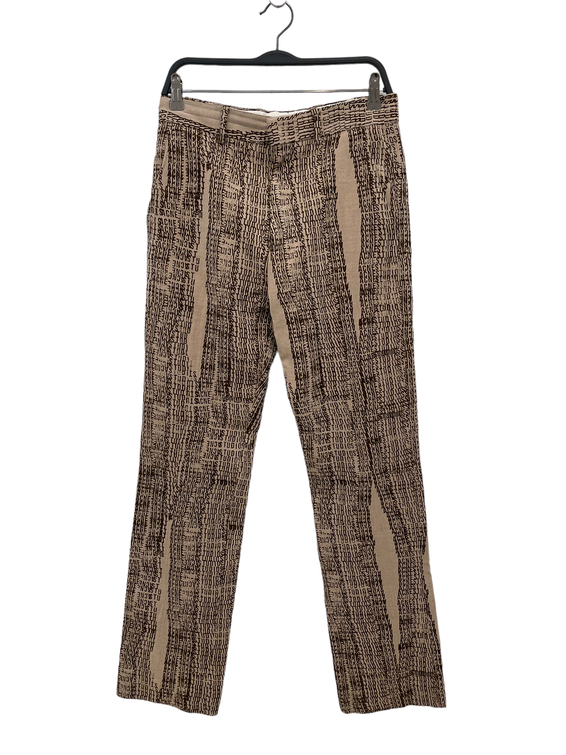 Acne Studios///Straight Pants/44/Cotton/BEG//All Over Print// view 1