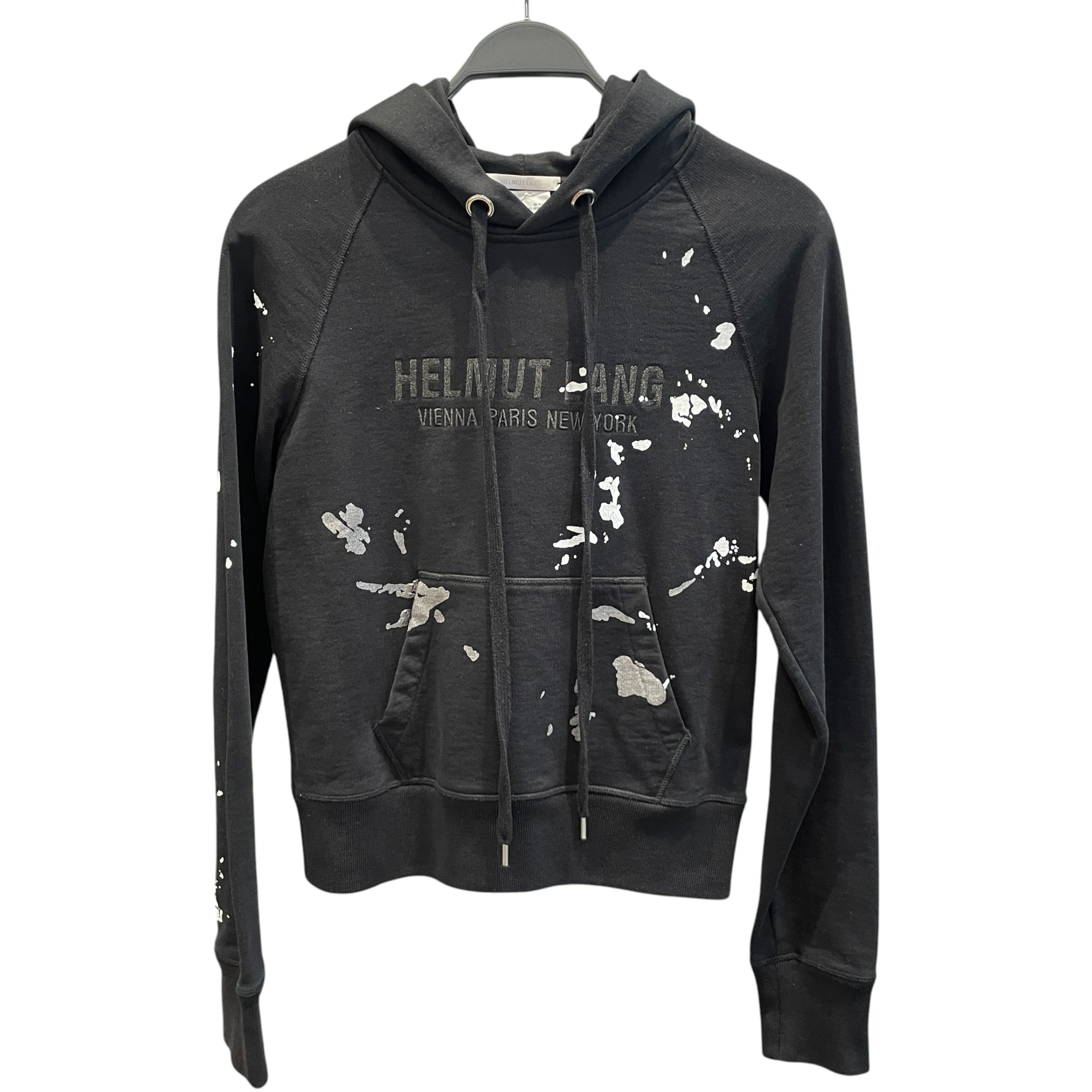 Helmut Lang/Hoodie/XS/Graphic/Cotton/BLK/paint splatter hoodie view 1