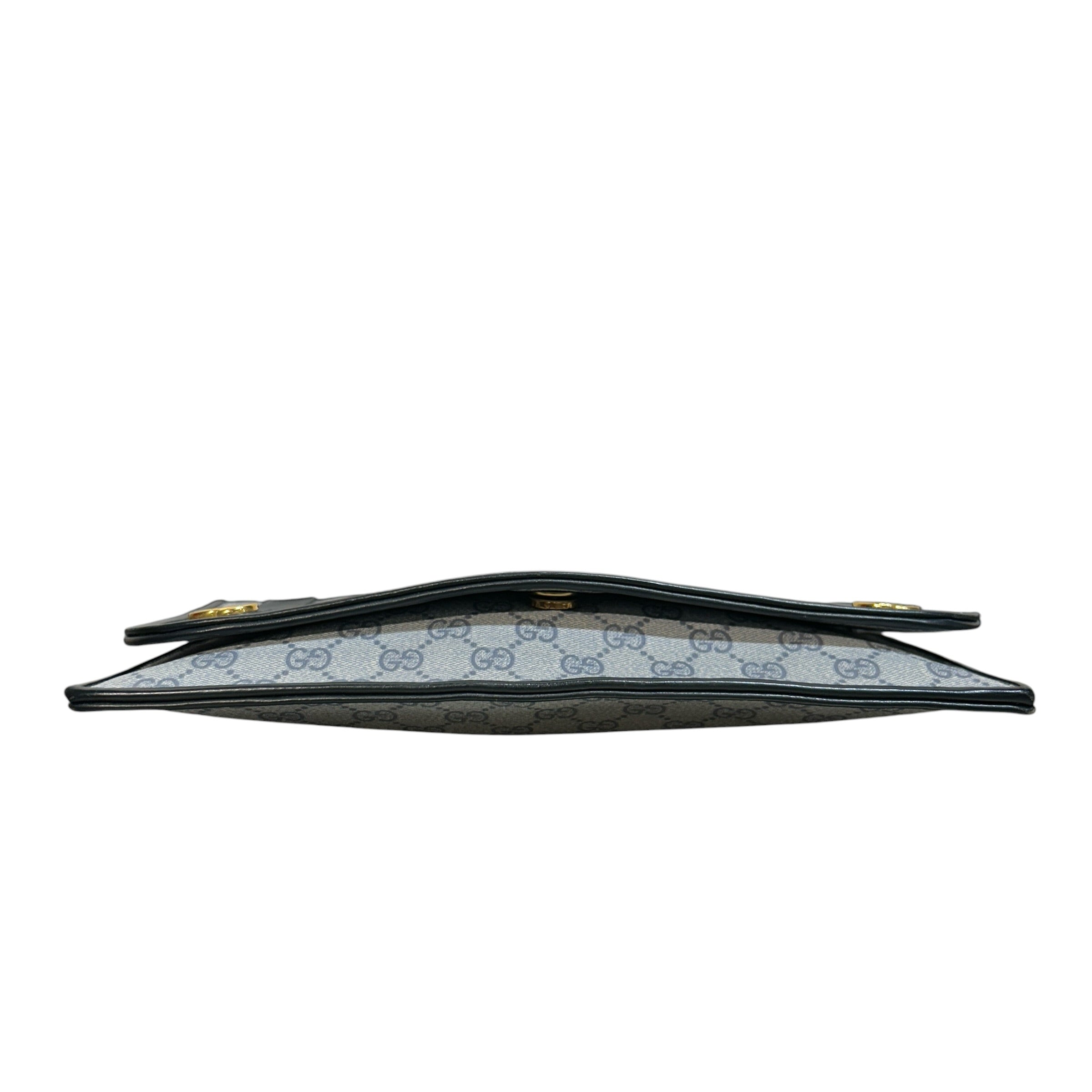 GUCCI/Pouch/Monogram/Leather/GRY/2gg hardware front view 3