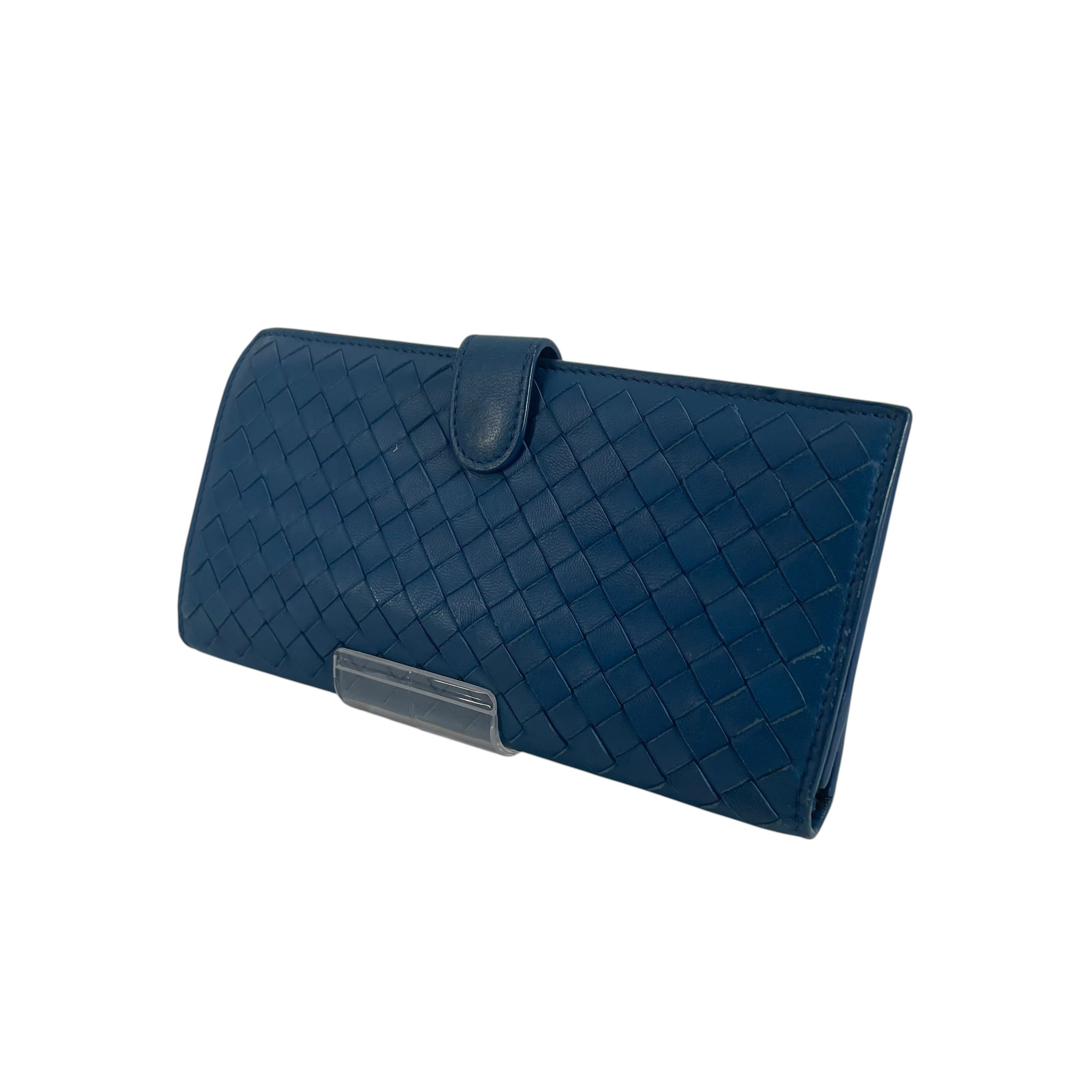 BOTTEGA VENETA/Long Wallet/Leather/BLU/FLAP OVER view 1