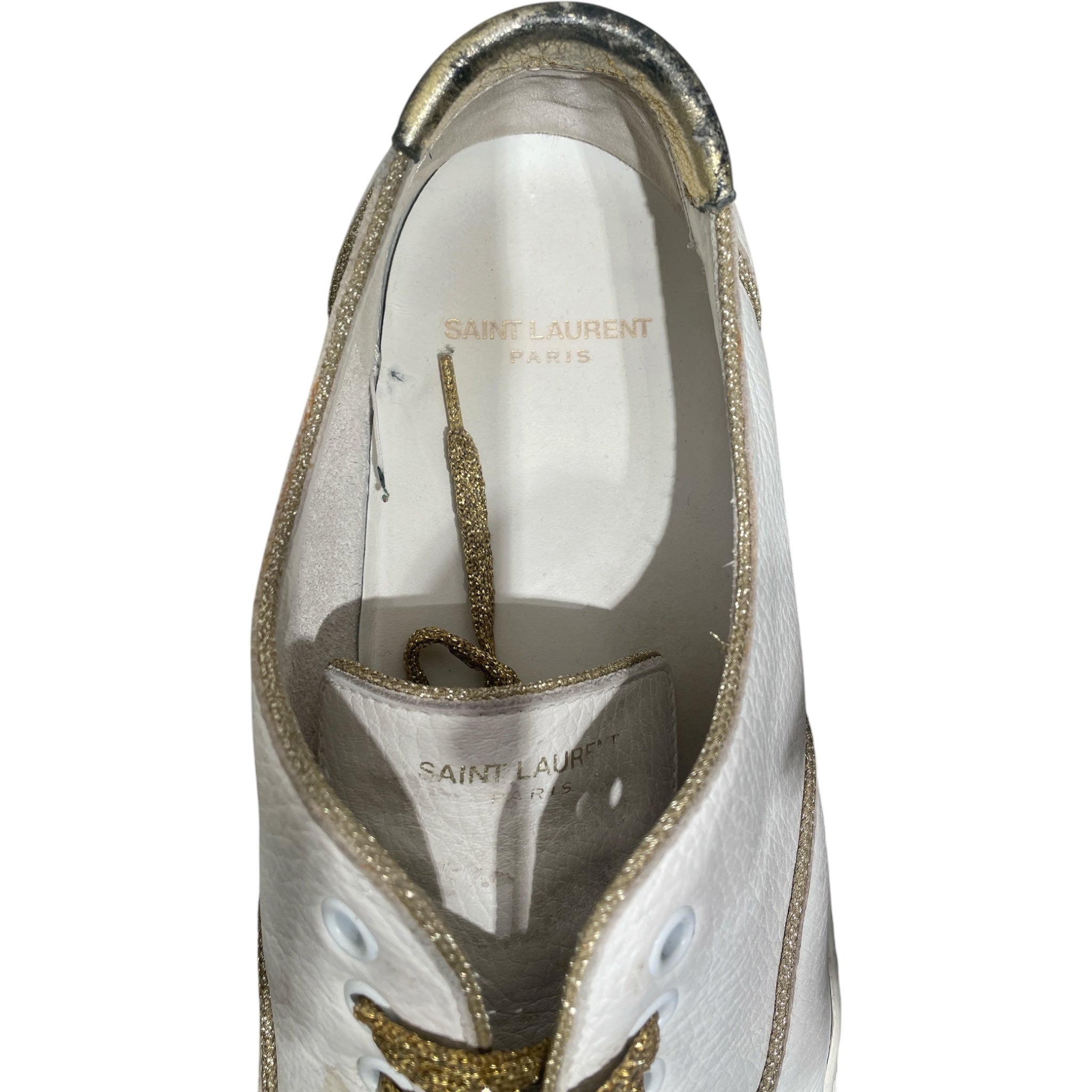 SAINT LAURENT/Low-Sneakers/US 9/Leather/WHT/Venice Low Gold Lace view 3
