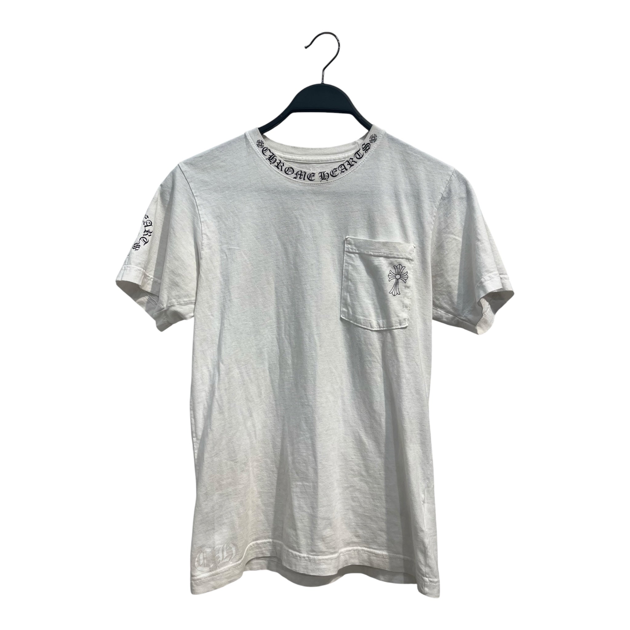 CHROME HEARTS/T-Shirt/S/Cotton/WHT/neck logo view 1