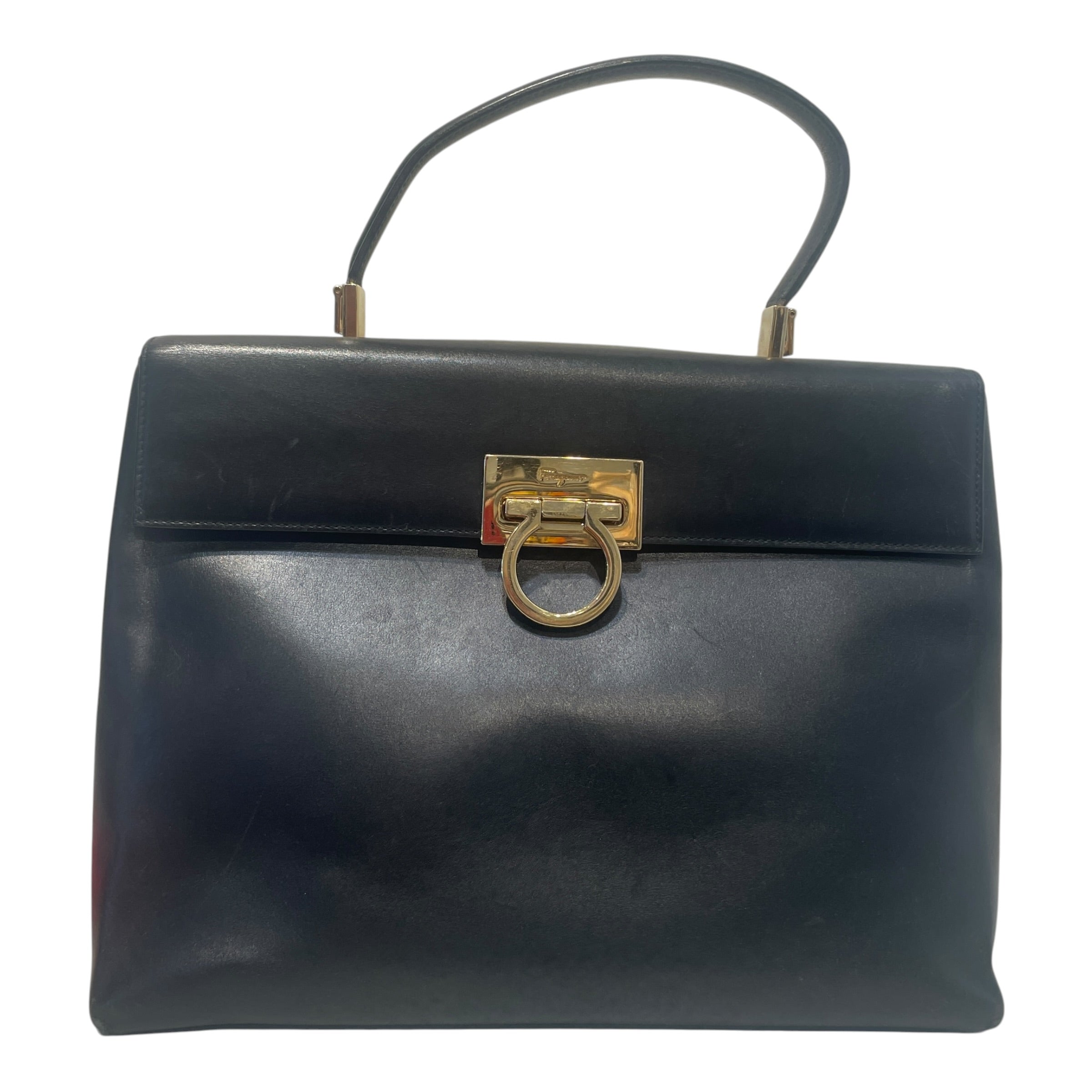 Salvatore Ferragamo/Hand Bag/Leather/BLK/Gancini Top Handle view 1