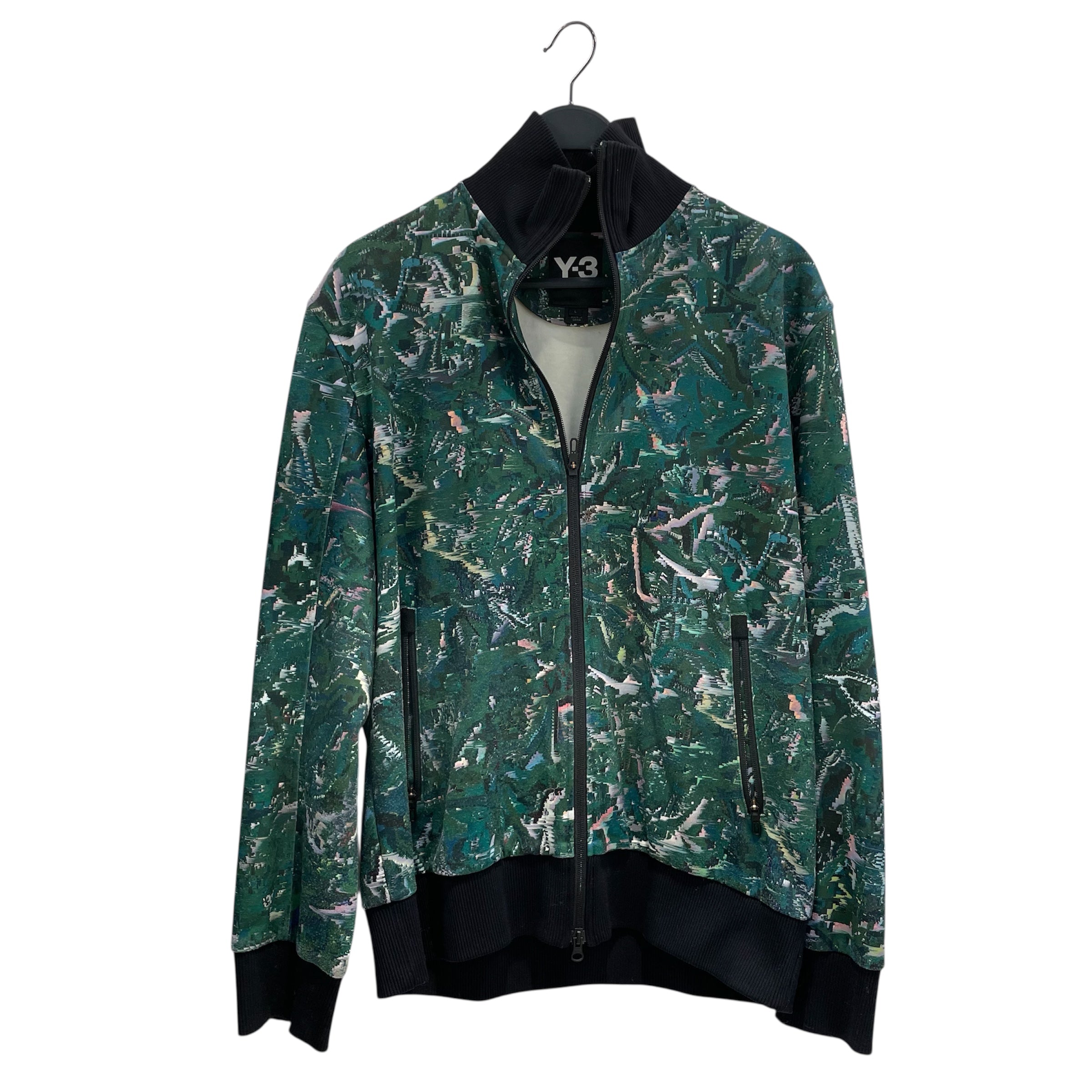 Y-3/Track Jkt/L/All Over Print/Cotton/GRN/3D GLITCH LIKE PATTERN ALL OVE view 1