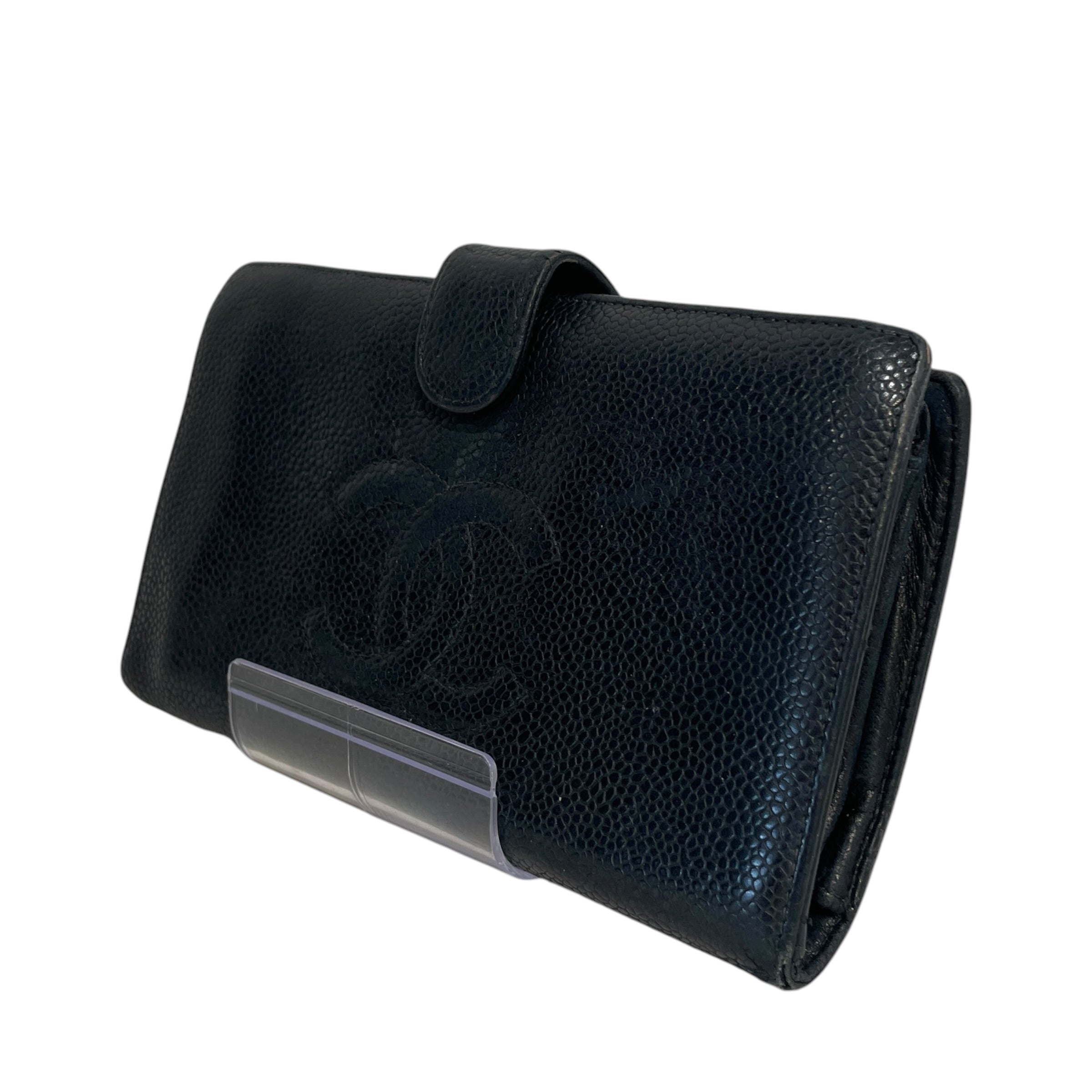 CHANEL/Long Wallet/Leather/BLK/Caviar CC view 1