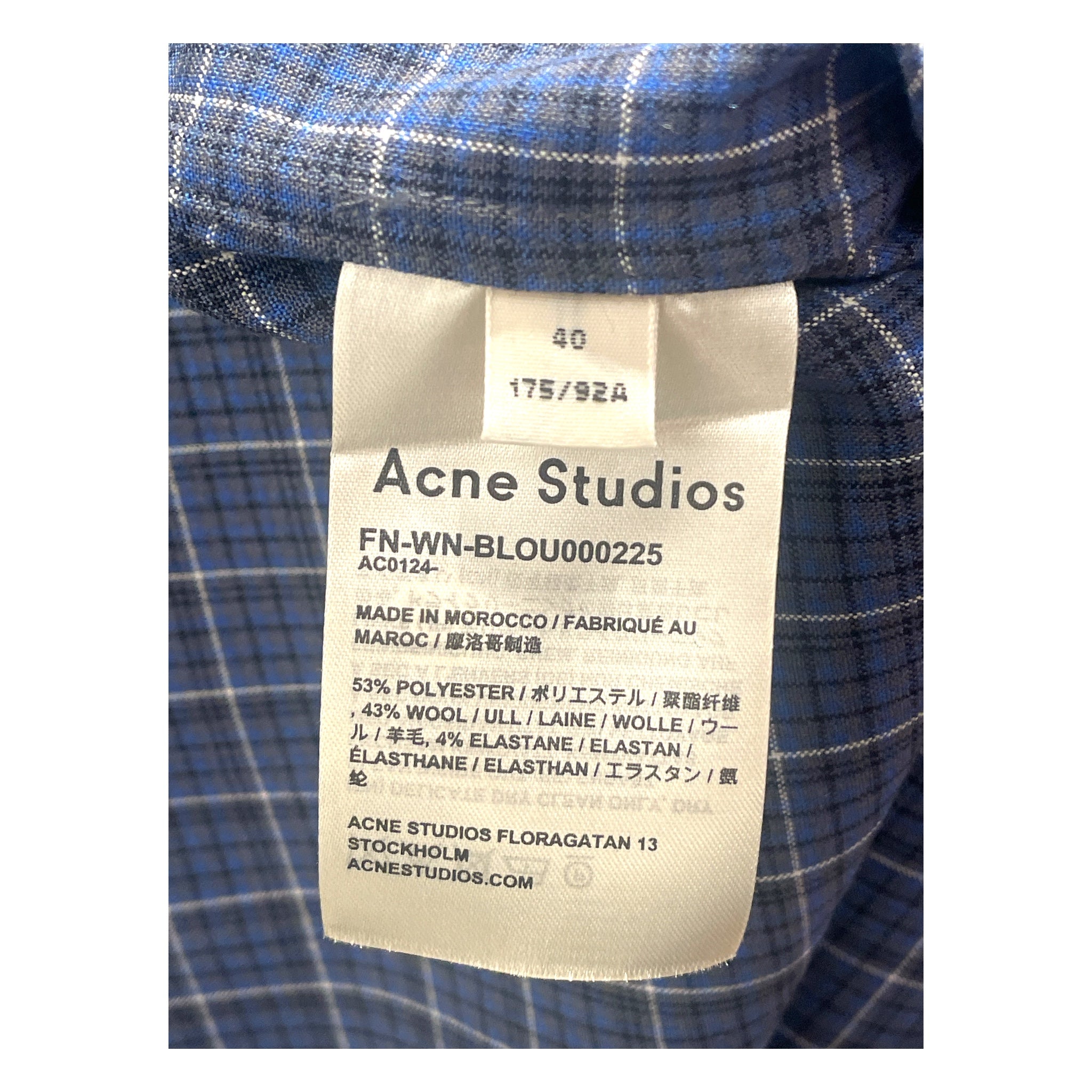 Acne Studios/LS Shirt/40/BLU/Plaid/ view 4