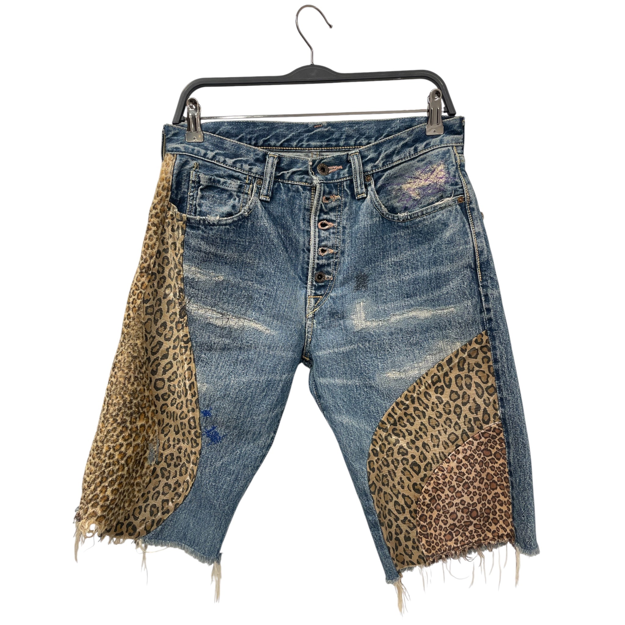 KAPITAL/Shorts/2/Denim/MLT/Animal Pattern/LEOPARD PRINT PATCH view 1