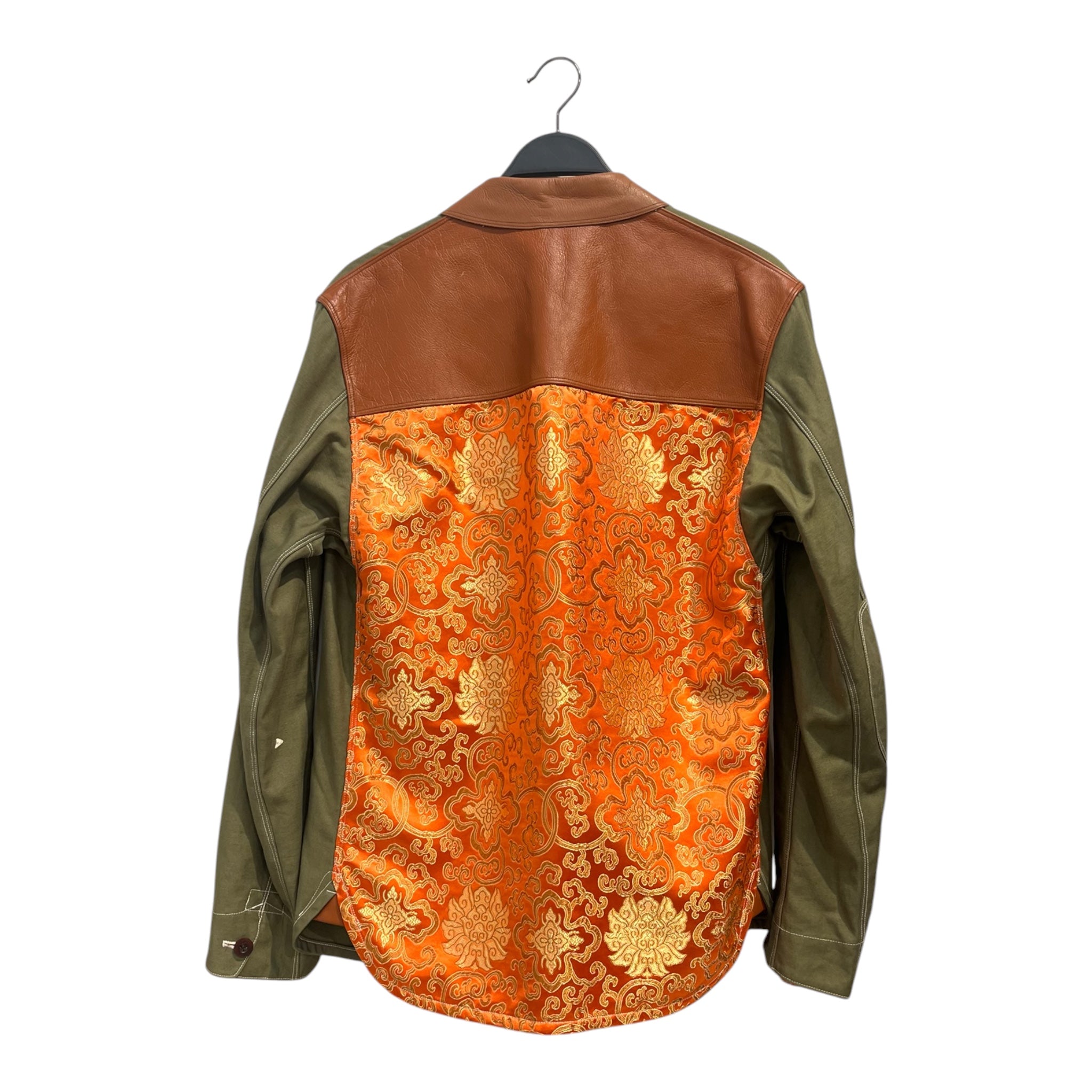 JUNYA WATANABE COMME des GARCONS/Jacket/L/GRN/LEATHER ACCENT SILK BACK view 2