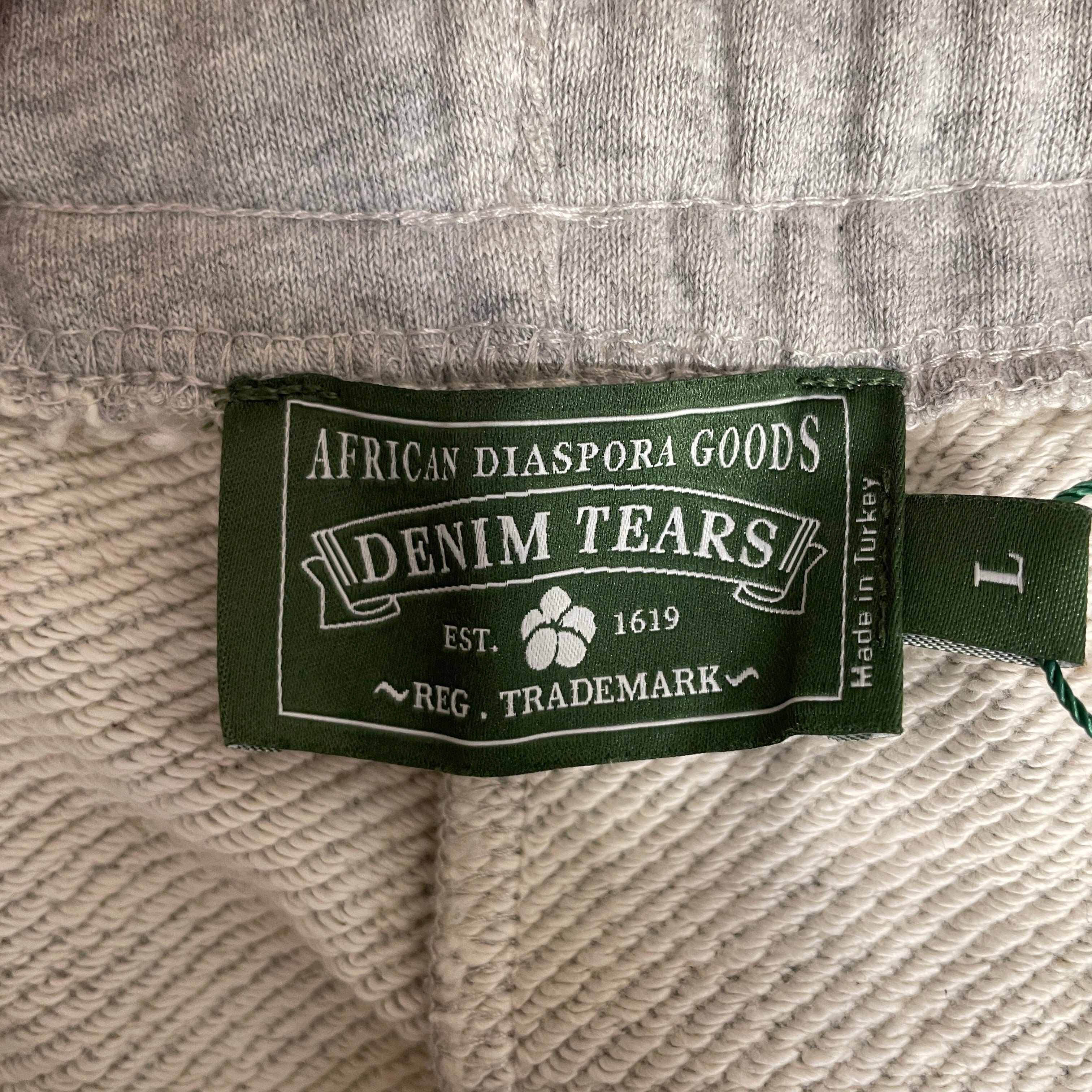 DENIM TEARS/Pants/L/Cotton/SLV/FRNT WHT LOGO GRAPHIC view 3