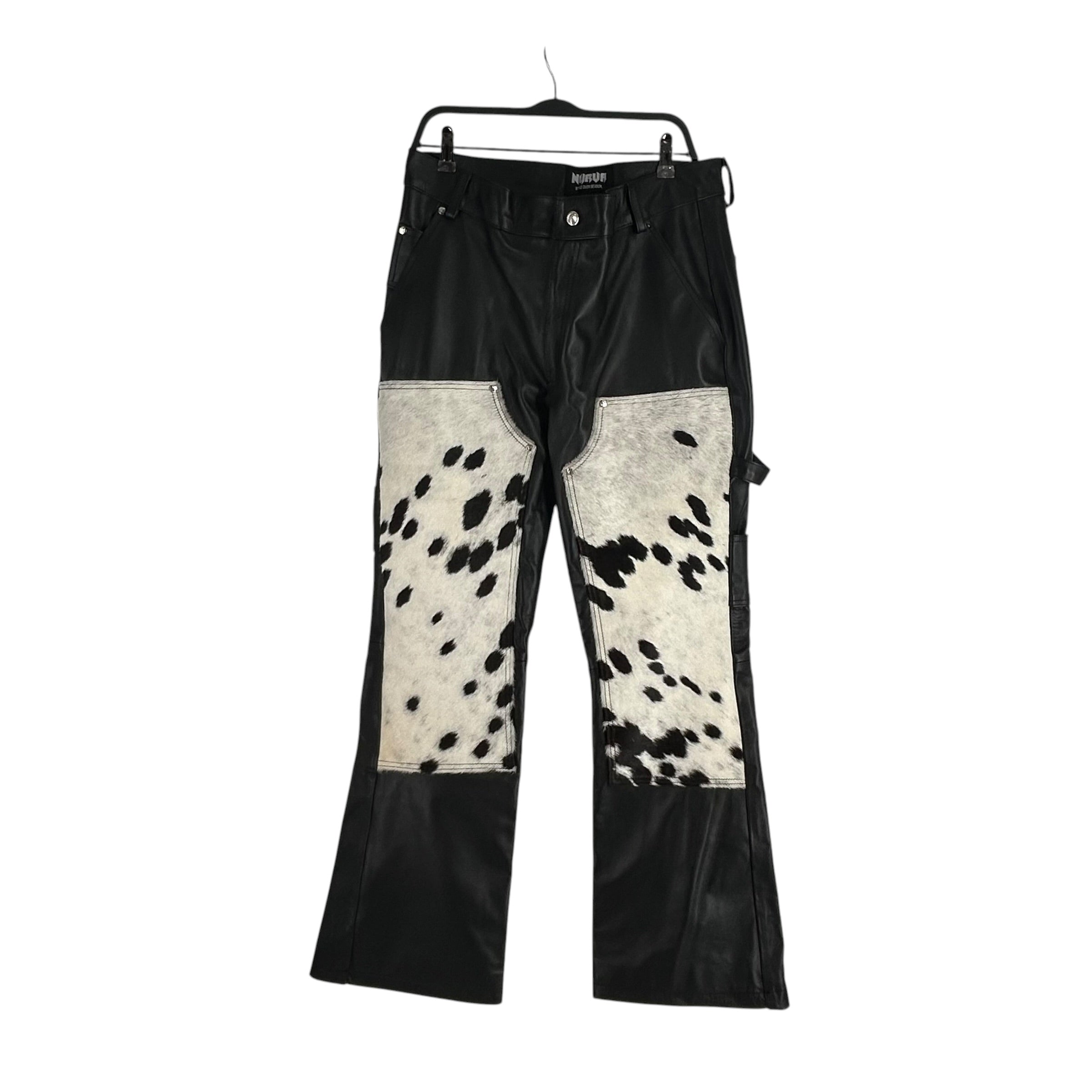 NYRVA/Straight Pants/34/Leather/BLK/ANIMAL PATTERN ON KNEE view 1