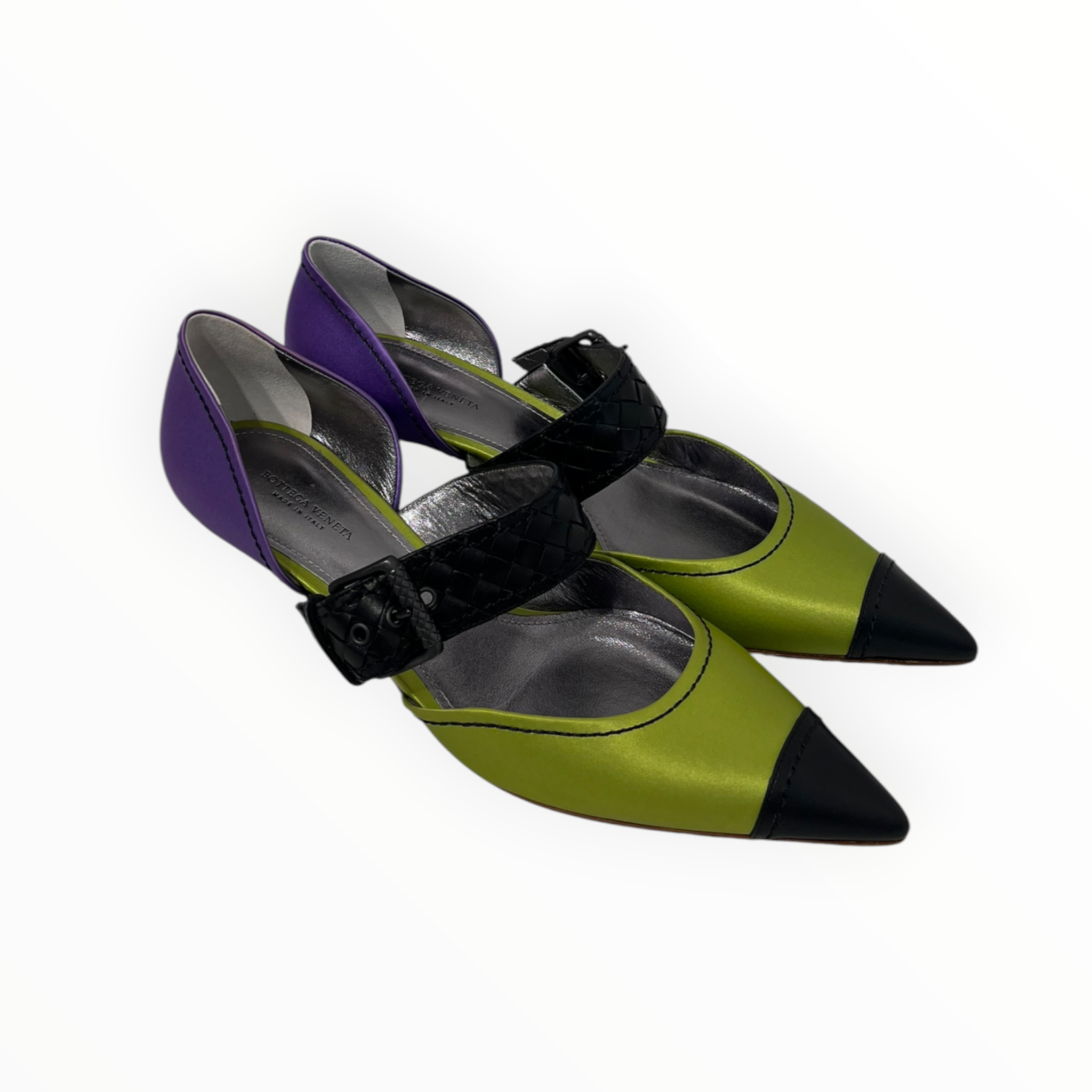 BOTTEGA VENETA/Heels/US 8.5/Leather/GRN/INTRECCIATO STRAPE GRM/PRL view 2