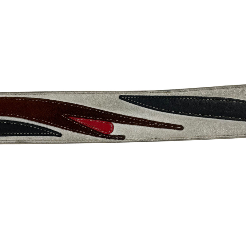 LANVIN/Belt/Leather/WHT/BLK + MAROON FELT