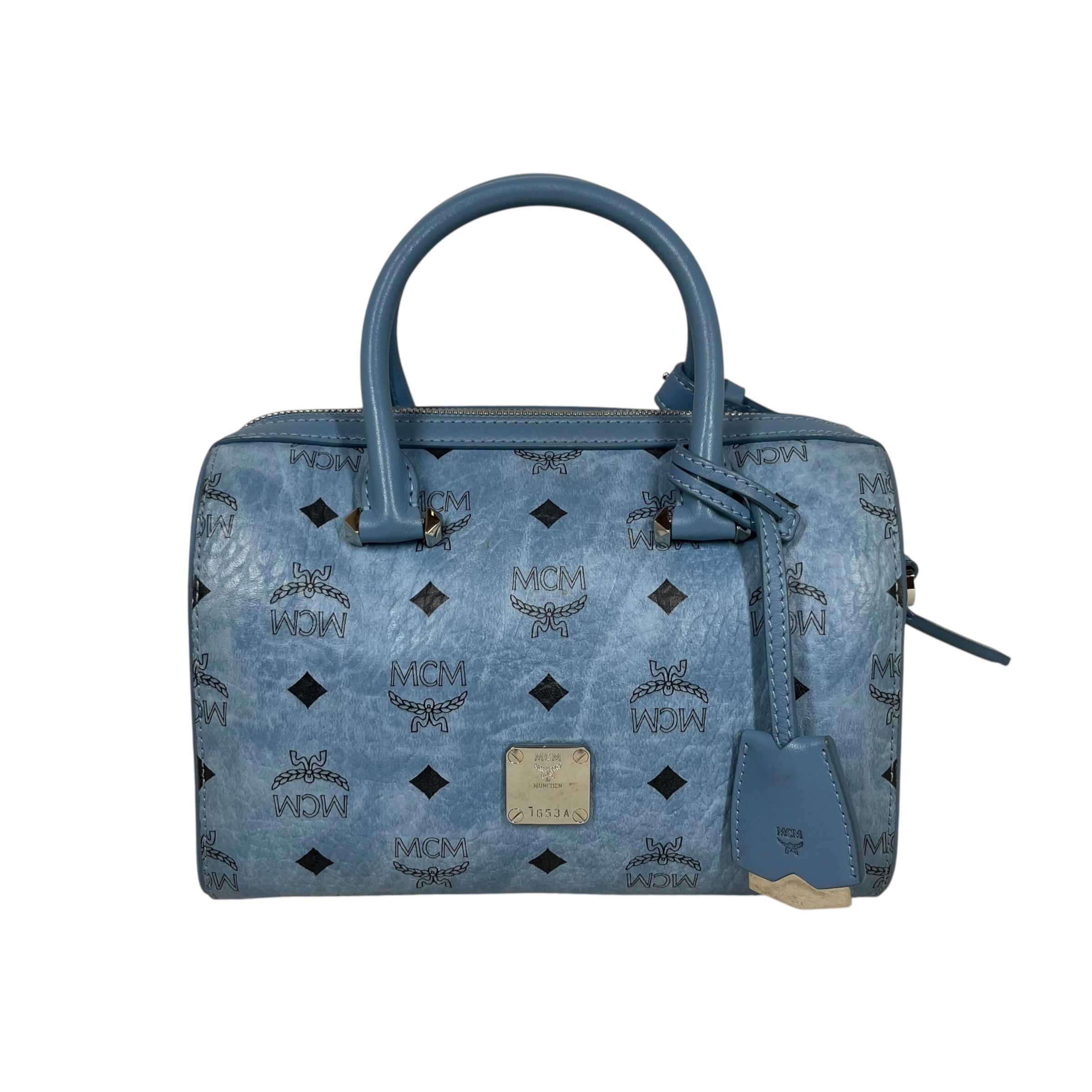 MCM/Hand Bag/Monogram/Leather/BLU/MINI AREN BOSTON BAG view 1