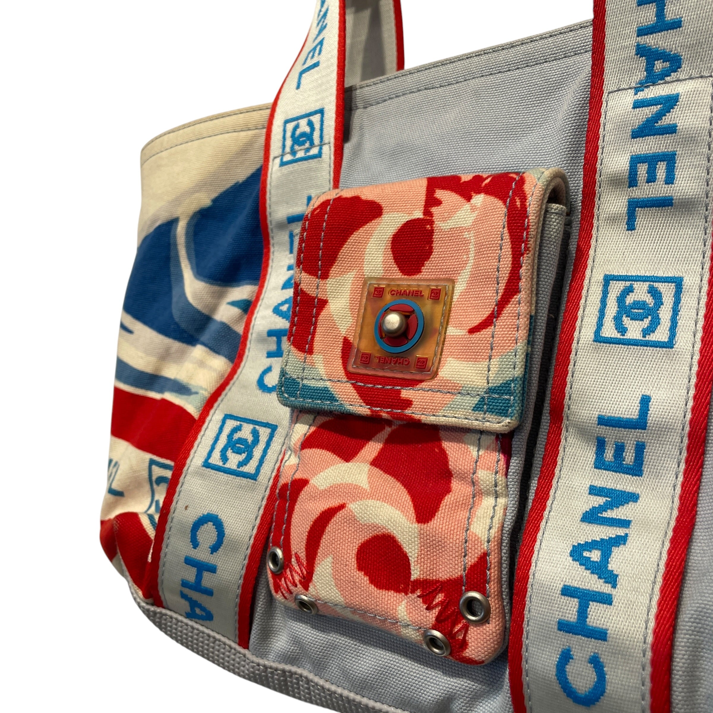 CHANEL/Tote Bag/All Over Print/Cotton/BLU/CAMELLIA SPORTSLINE SURF HIGH view 4