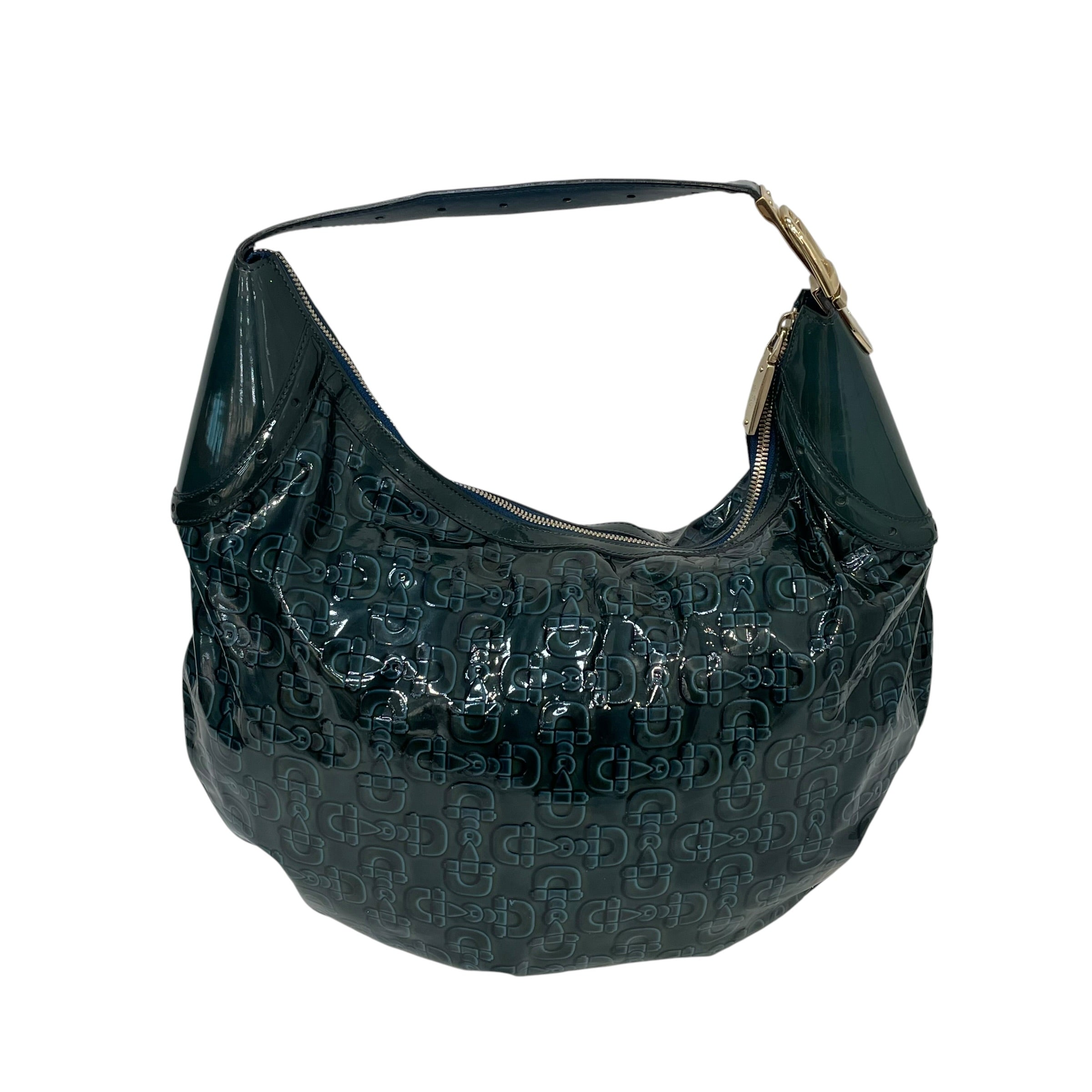 GUCCI/Hand Bag/All Over Print/Leather/BLU/patent leather horsebit glam view 1