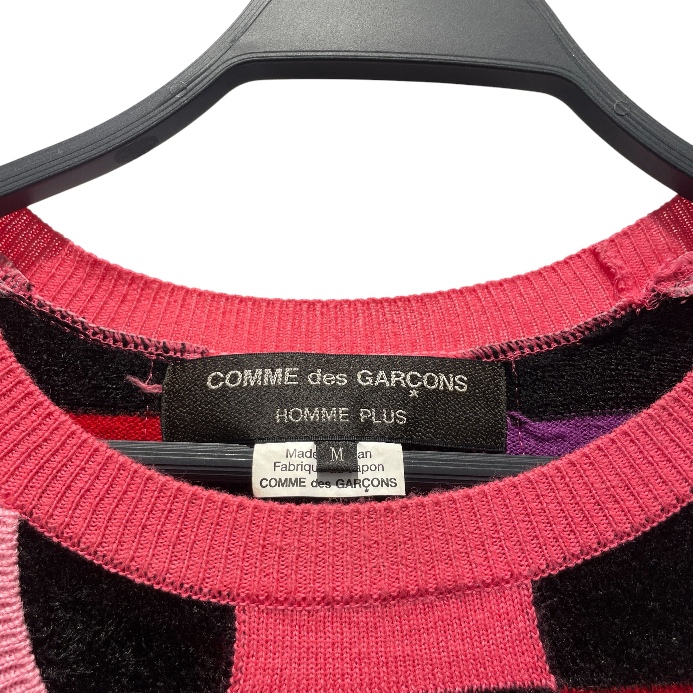 COMME des GARCONS HOMME PLUS/Sweater/M/All Over Print/Wool/PNK/MULTIPLE FABRIC PATCH WRK view 3