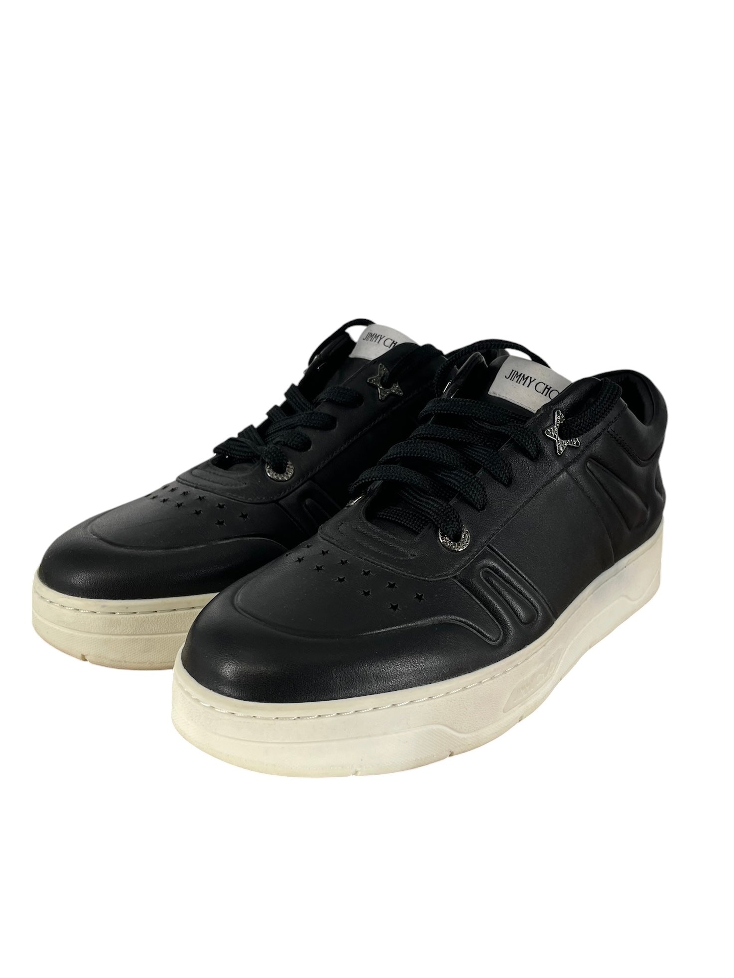 JIMMY CHOO/Low-Sneakers/EU 40/Leather/BLK/STAR DESIGN view 1