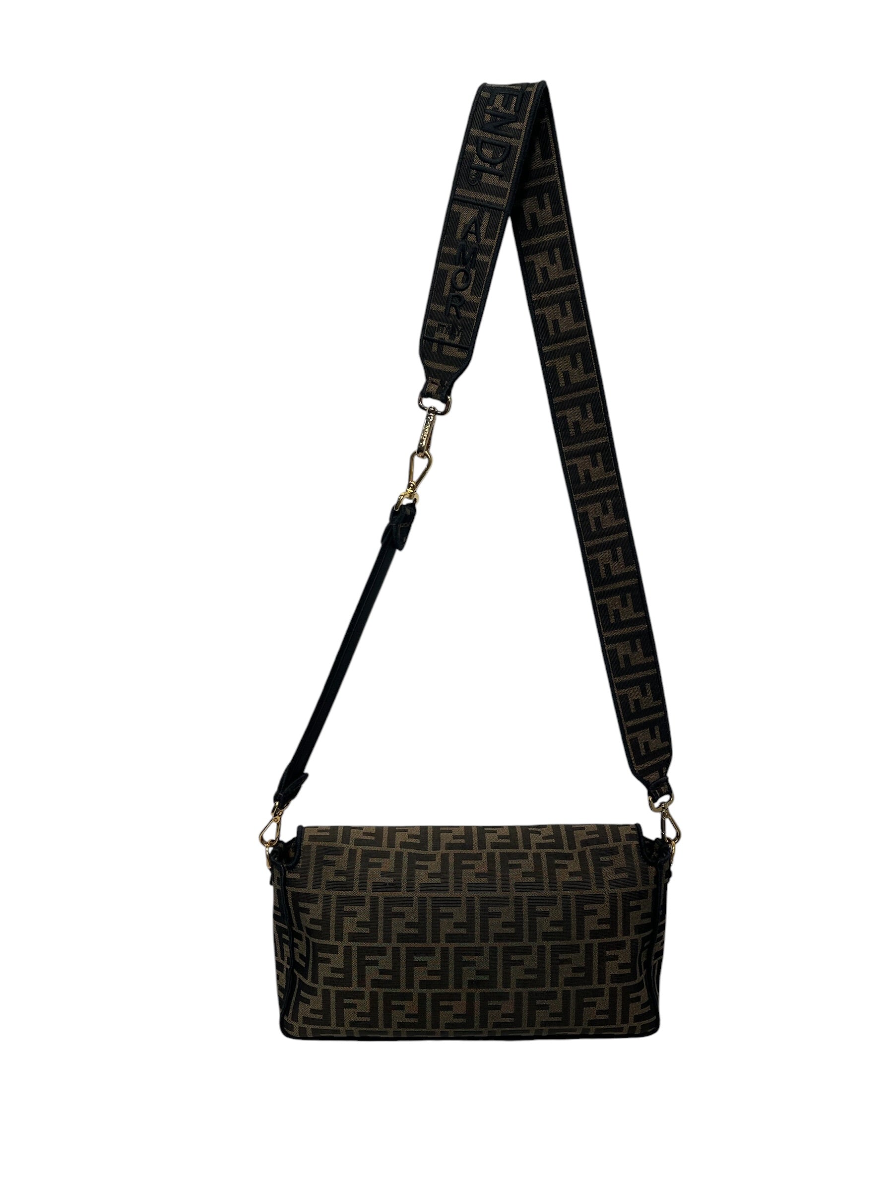 FENDI/Cross Body Bag/All Over Print/Cotton/BRW/Baguette bag |Fendi Amor strap view 3