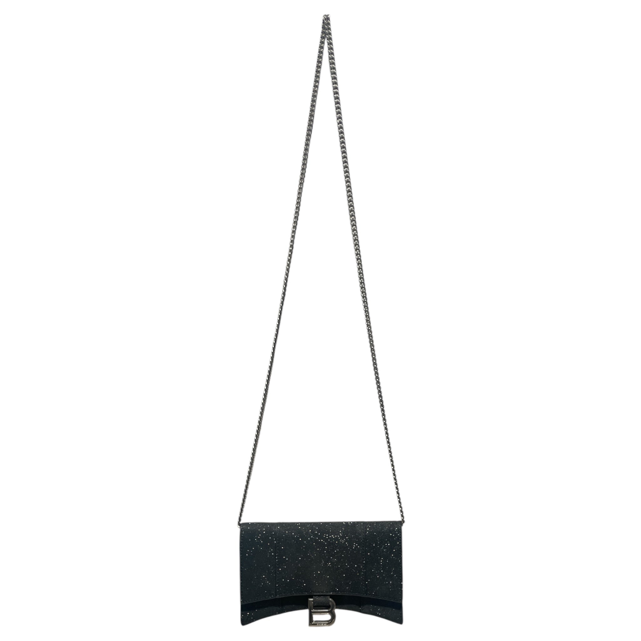 BALENCIAGA/Cross Body Bag/Glitter/Leather/BLK/Glitter Hourglass WOC Bag view 1