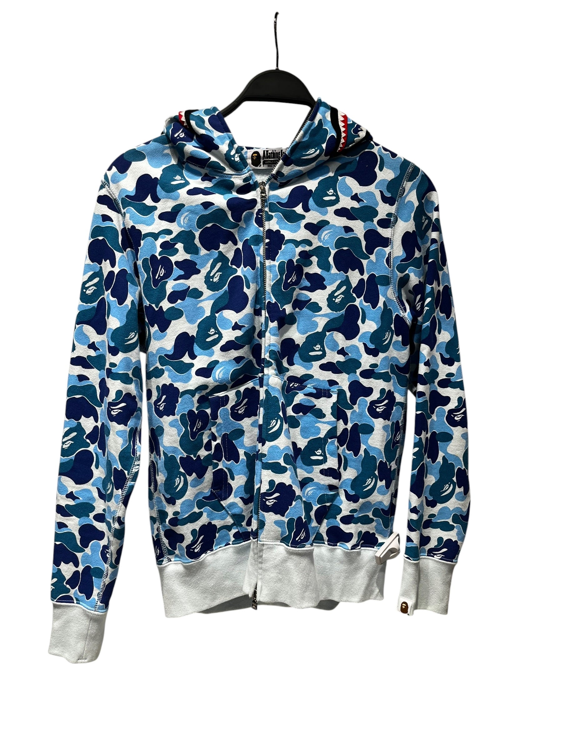 A BATHING APE/Zip Up Hoodie/S/Monogram/Cotton/BLU/BAPE ABC SHARK HOODIE view 1