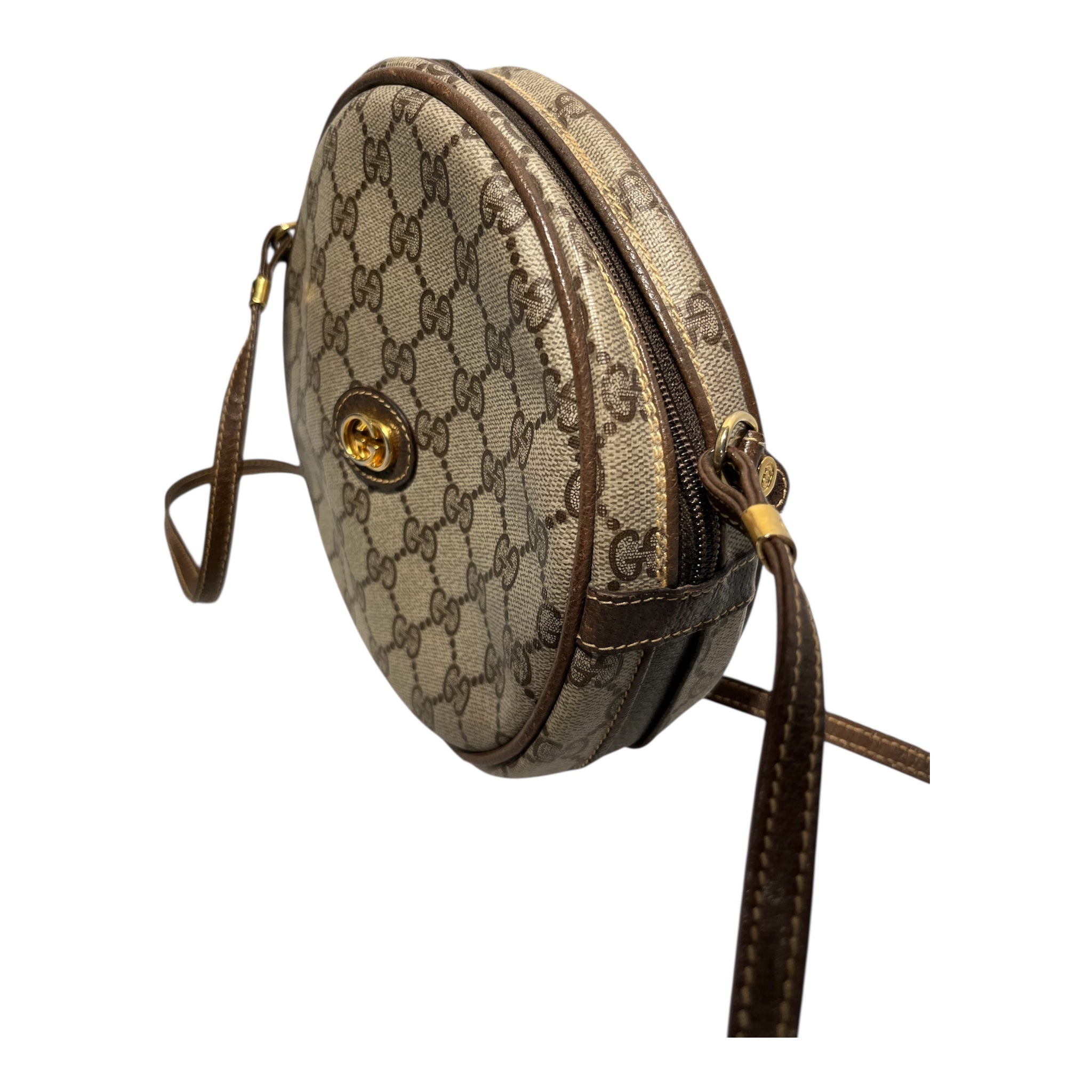 GUCCI/Cross Body Bag/Monogram/Tweed/KHK/Circle/Old Gucci view 8
