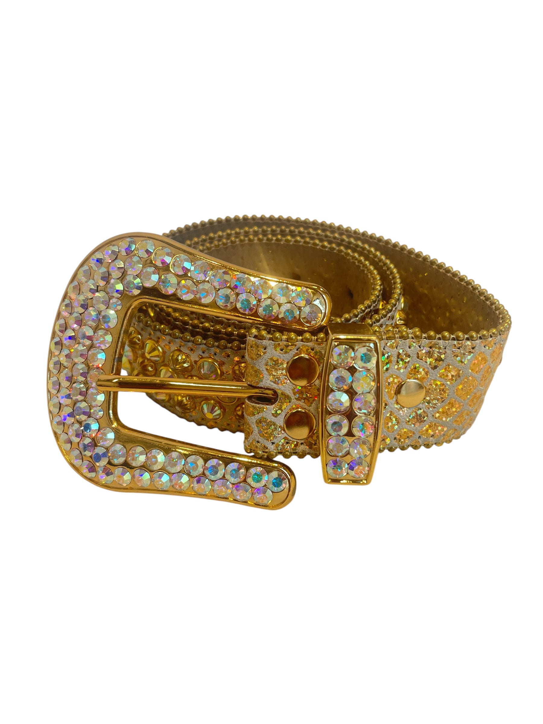 b.b.simon/Belt/Glitter/Leather/GLD/Large Cowboy Swarovski Belt view 1