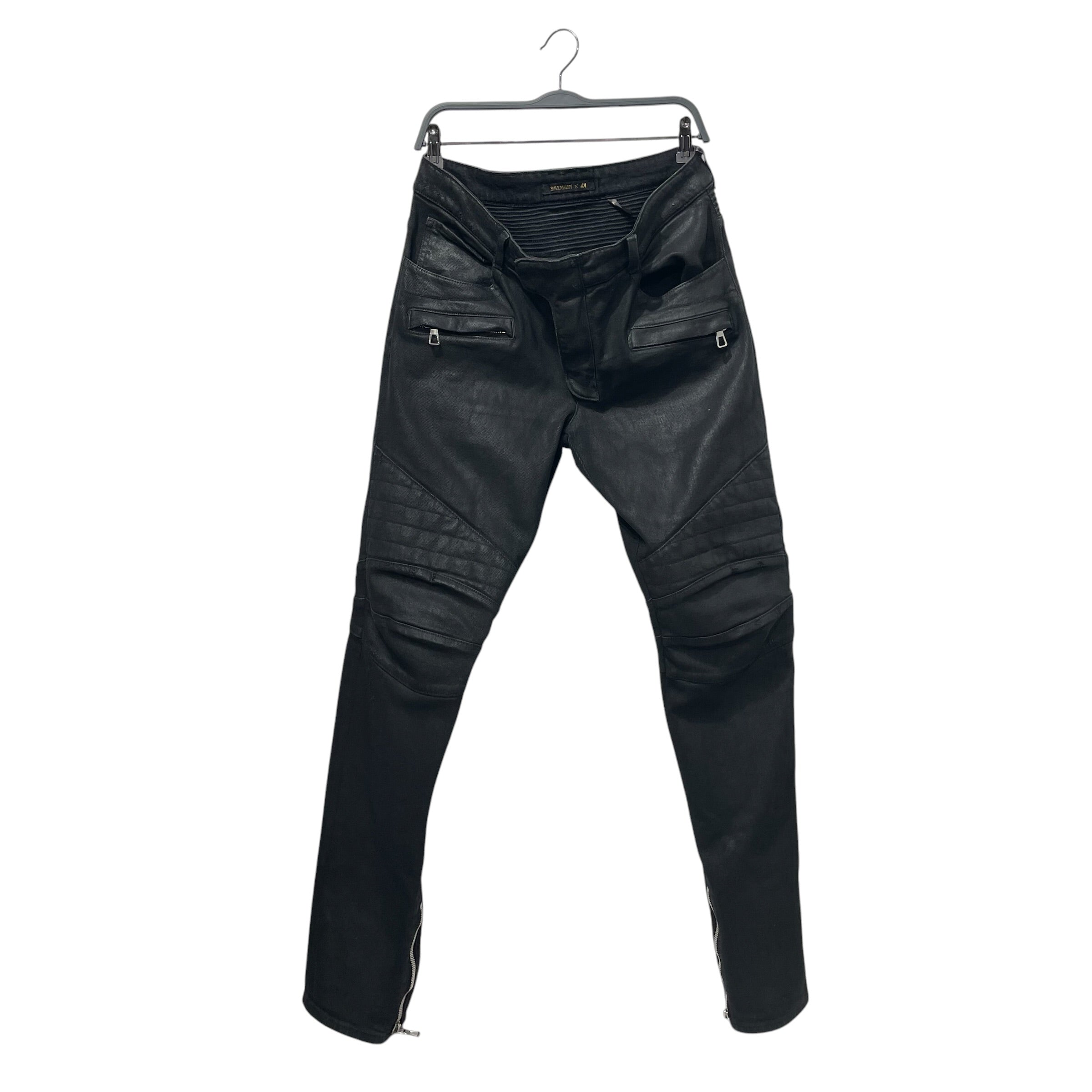 BALMAIN/Skinny Pants/33/Denim/BLK/waxed view 1