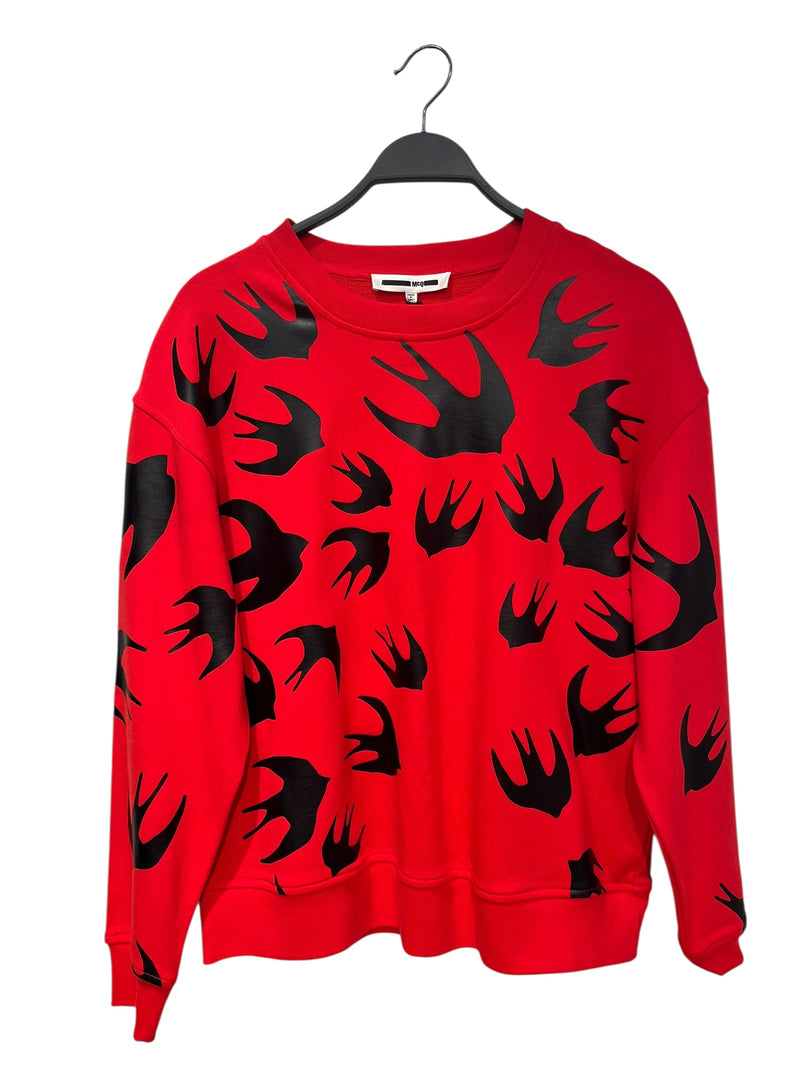 McQ Alexander McQueen/Sweatshirt/S/All Over Print/Cotton/RED/Pullover/BIRDS BLK -RED