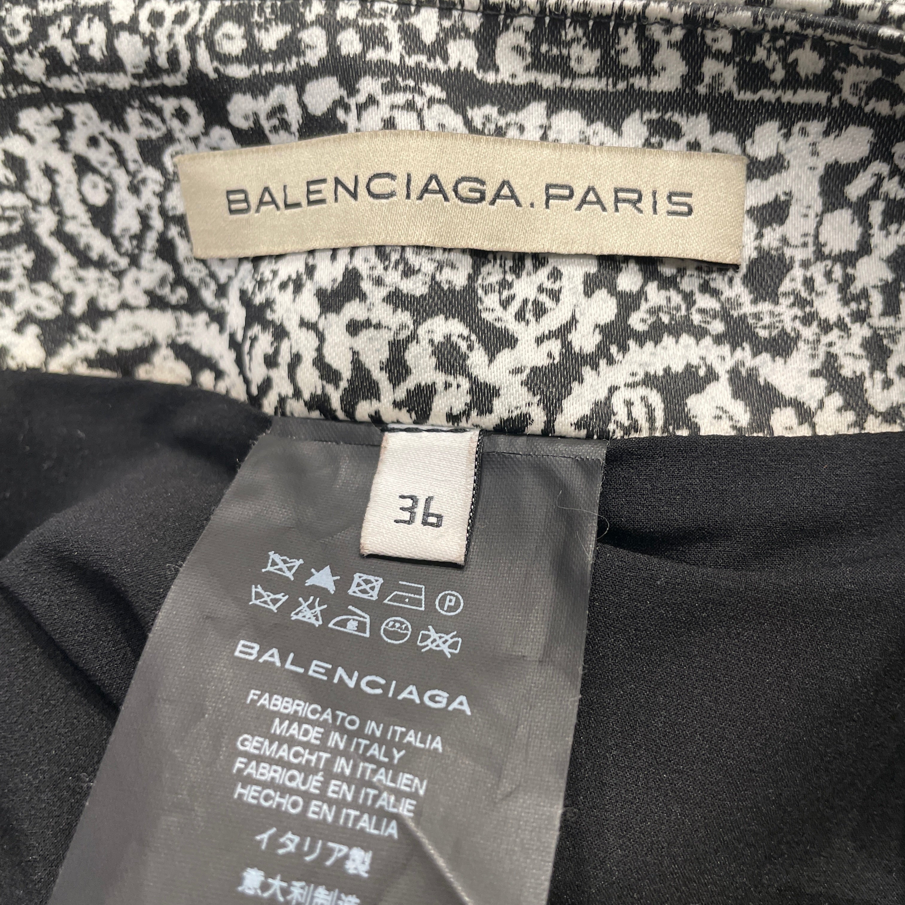 BALENCIAGA/Skirt/36/All Over Print/Cotton/BLK/BLK/WHT ALL OVER PRINT view 3
