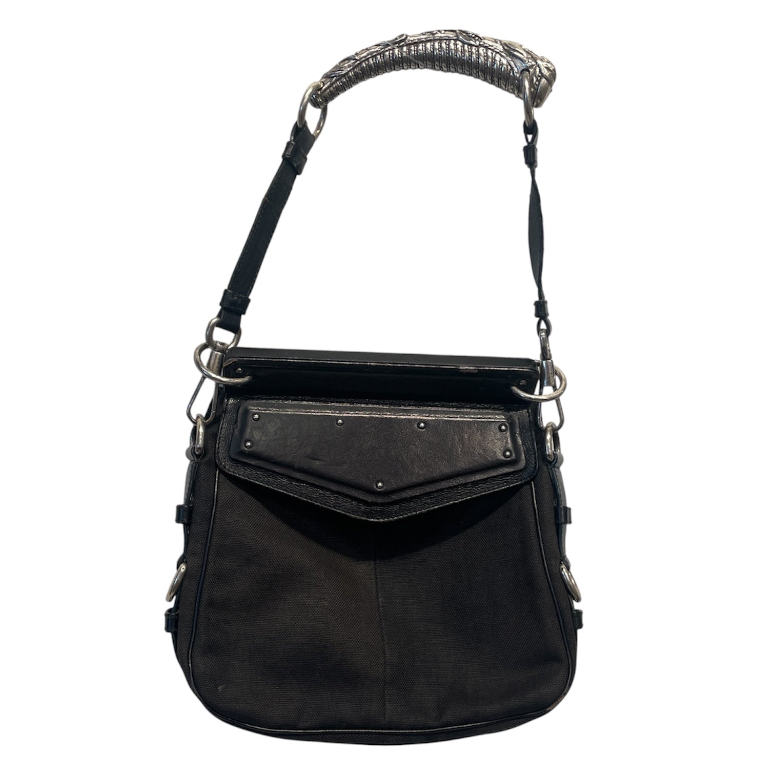 YVES SAINT LAURENT rive gauche/Hand Bag/Cotton/BLK/TOM FORD 2002 MOMBASA view 1