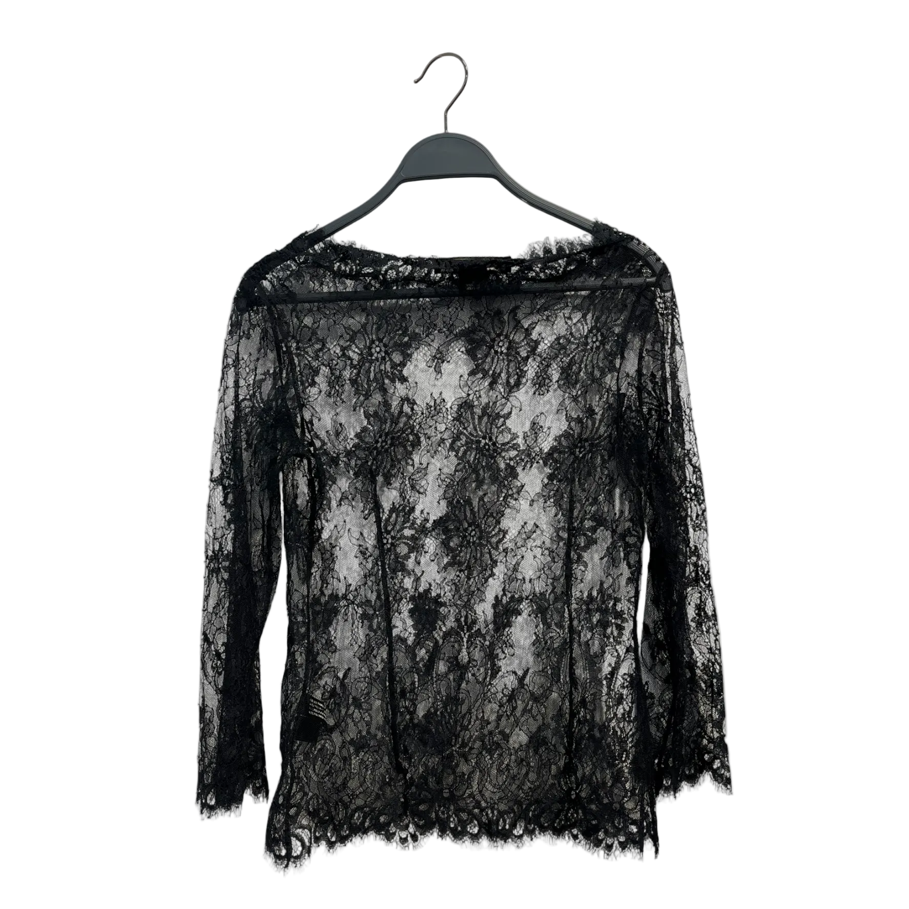 RALPH LAUREN BLACK LABEL/SL Blouse/2/Silk/BLK/floral mesh view 2