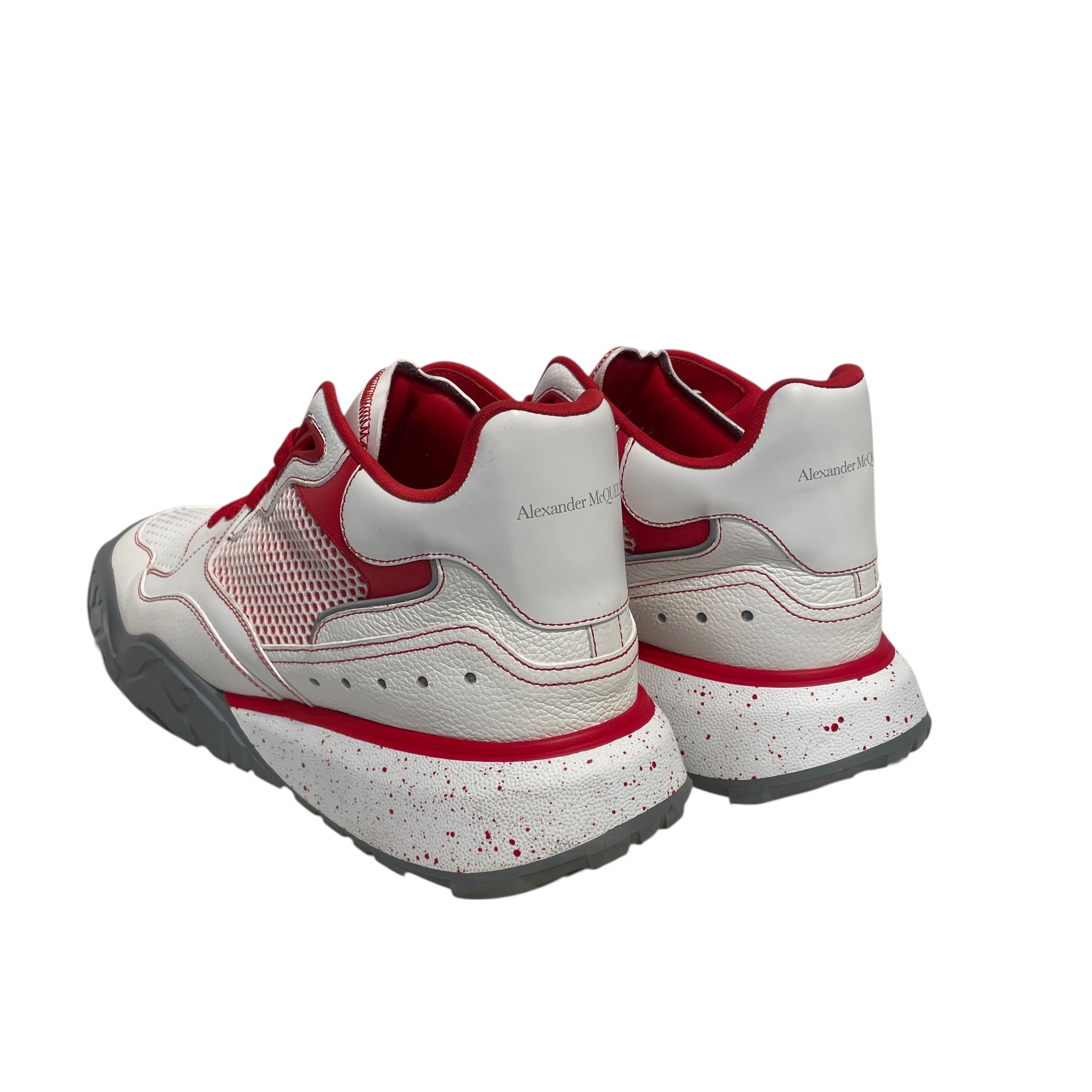 Alexander McQueen/Low-Sneakers/US 10/Leather/WHT/greysoles/redlaces/platform view 2