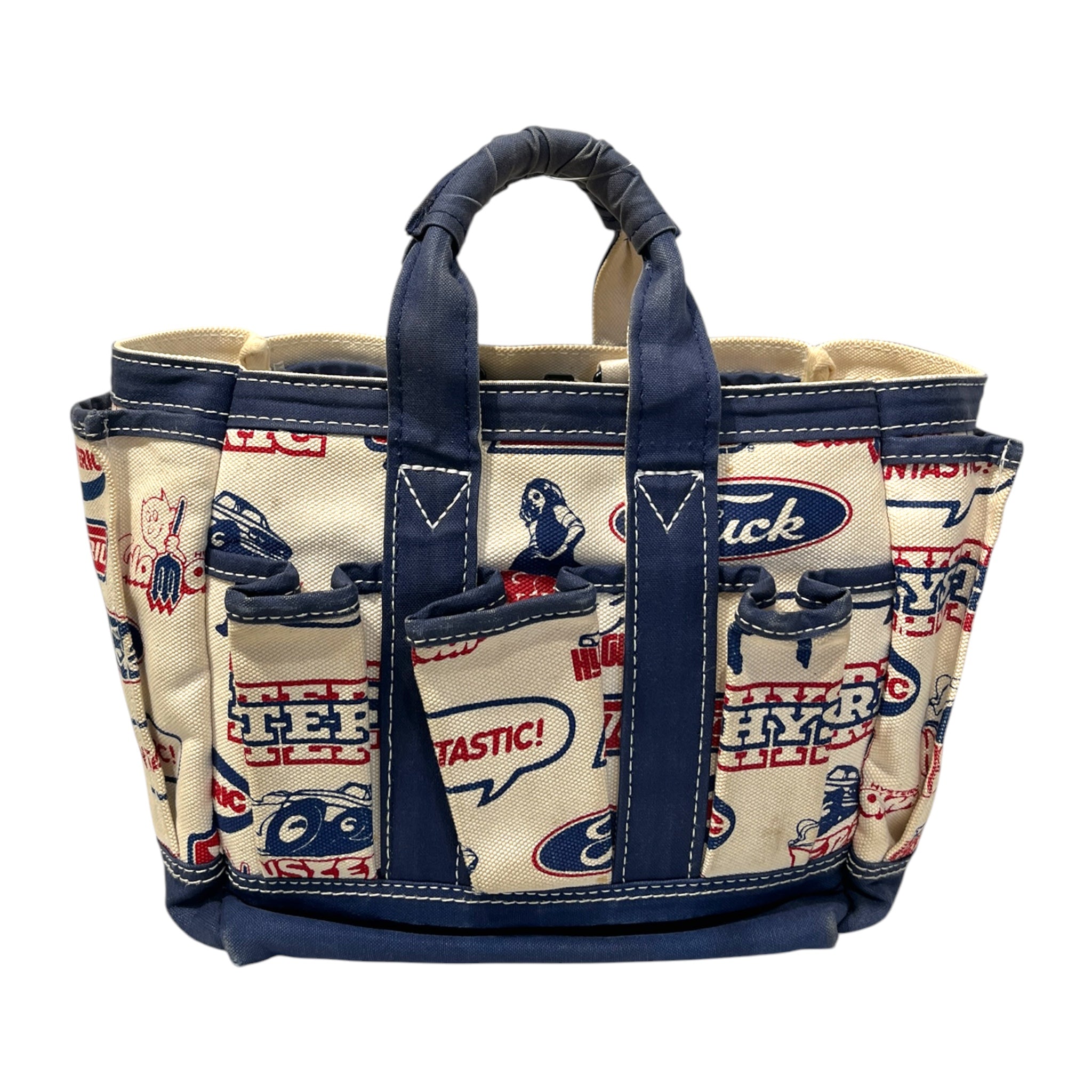 HYSTERIC GLAMOUR/Hand Bag/All Over Print/Cotton/CRM/navy/ multi pockets girl/car view 1
