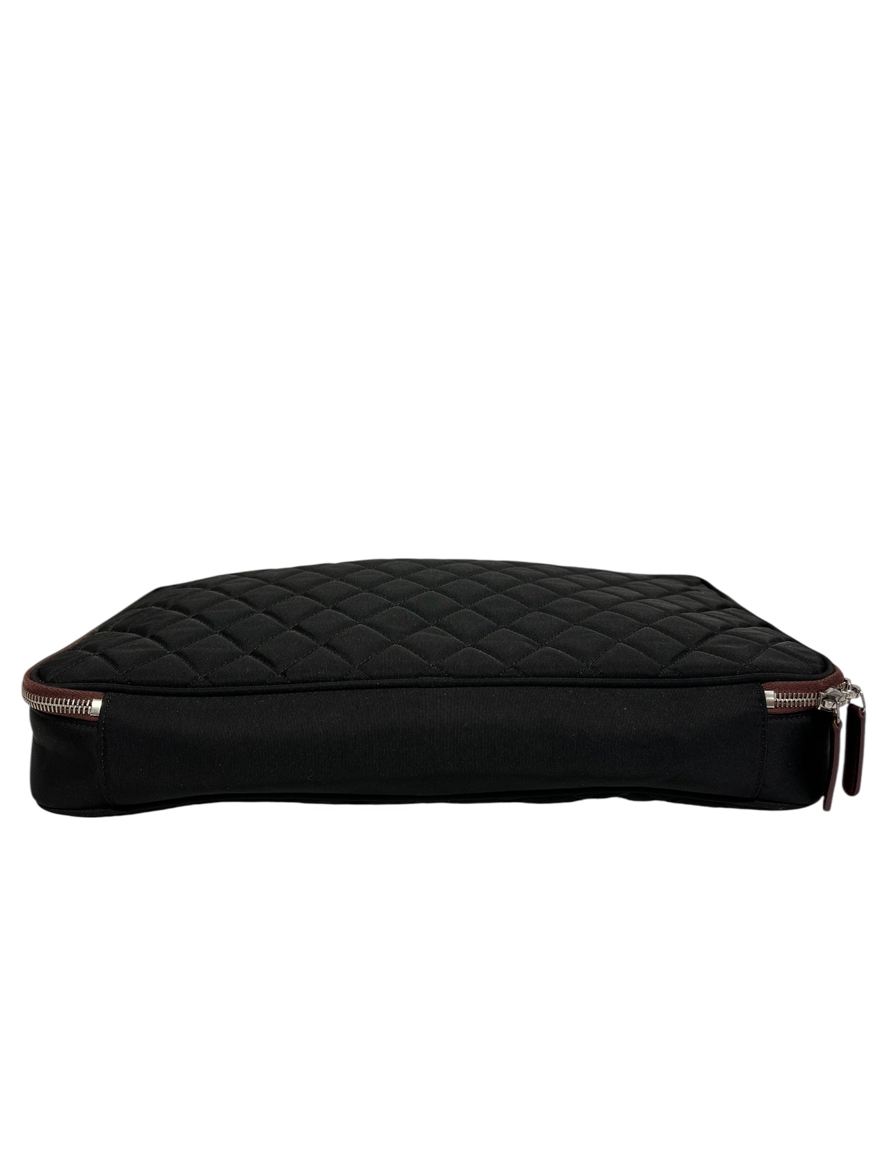 CHANEL/Briefcase/Cotton/BLK/quilted laptop case view 3