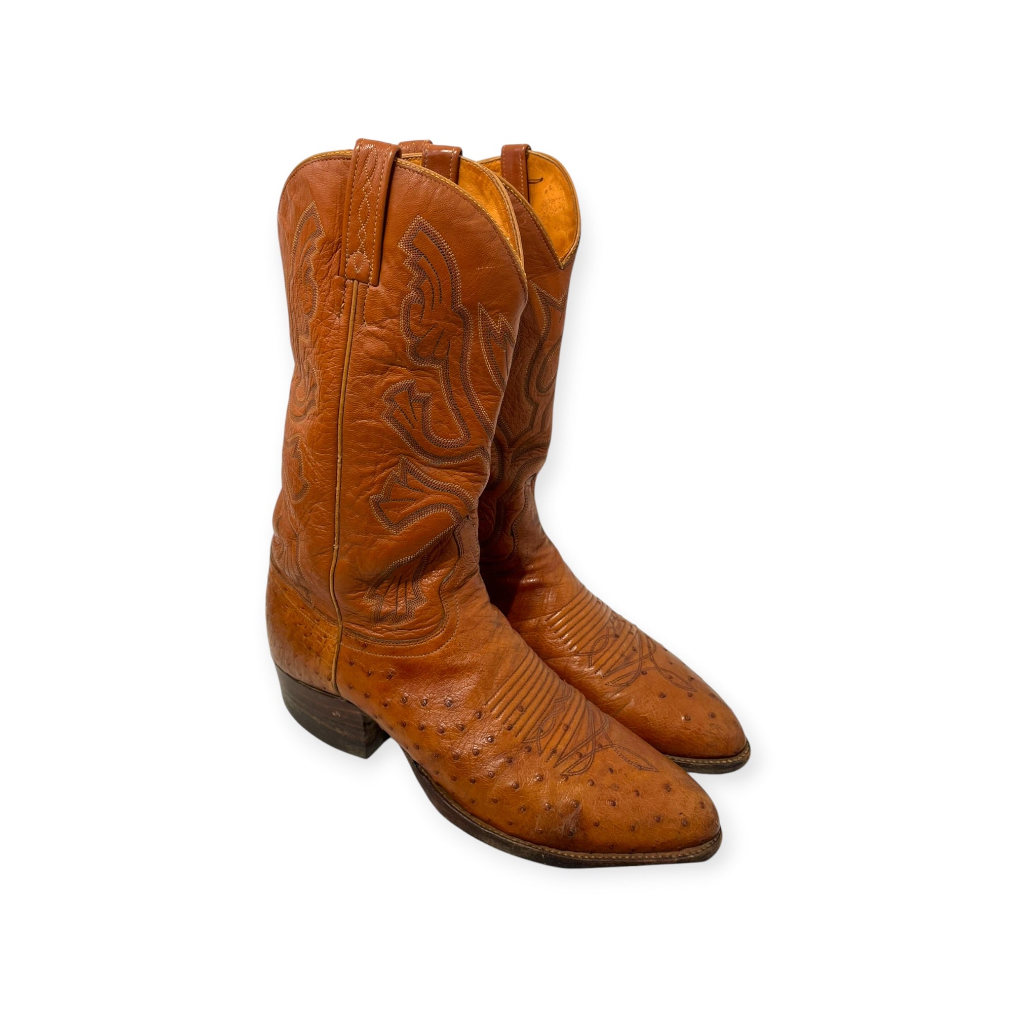 Vintage/Cowboy Boots/US 10/Leather/BRW/COGNAC OSTRICH QUILL view 7