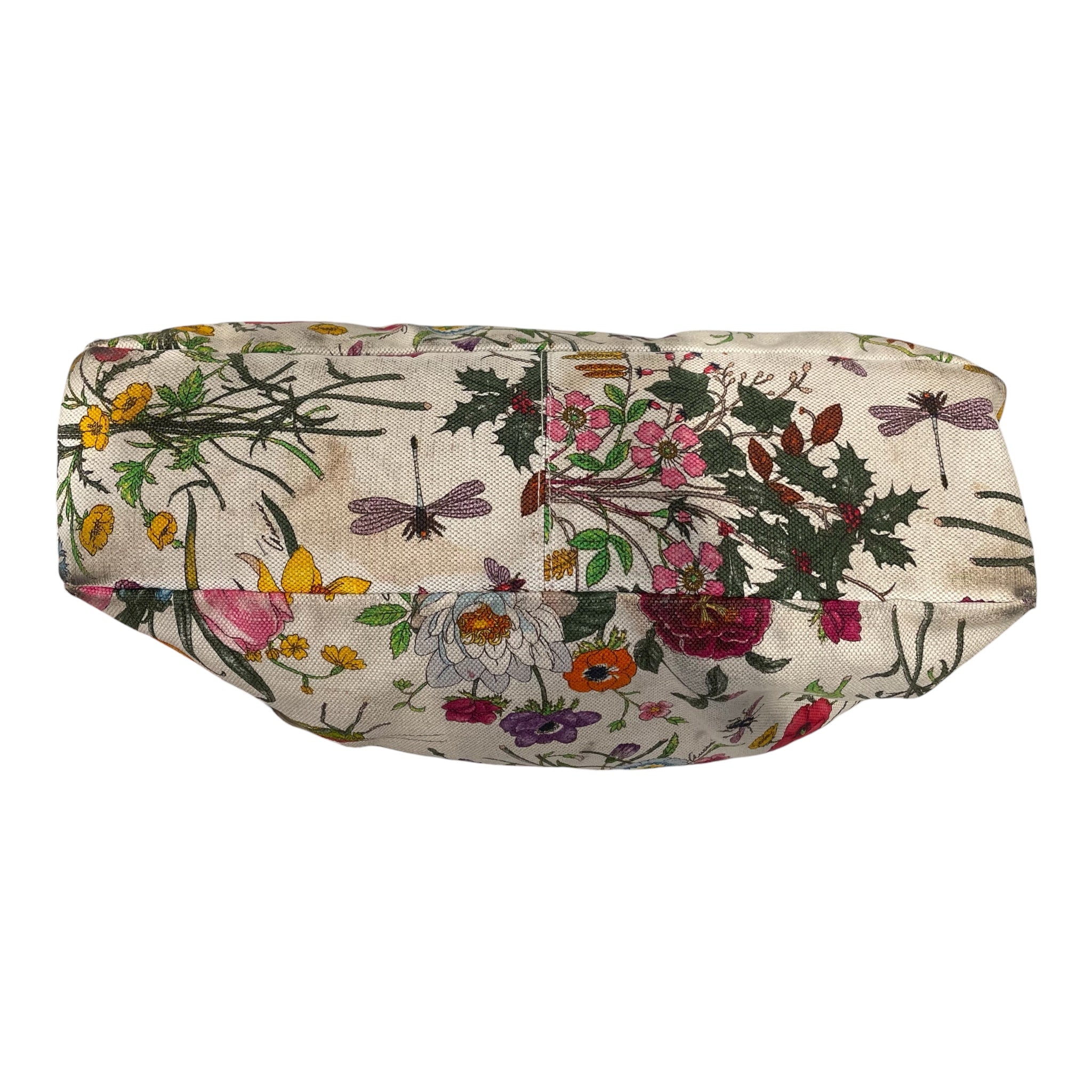 GUCCI/Hand Bag/Floral Pattern/Cotton/CRM/hobo floral canvas view 3
