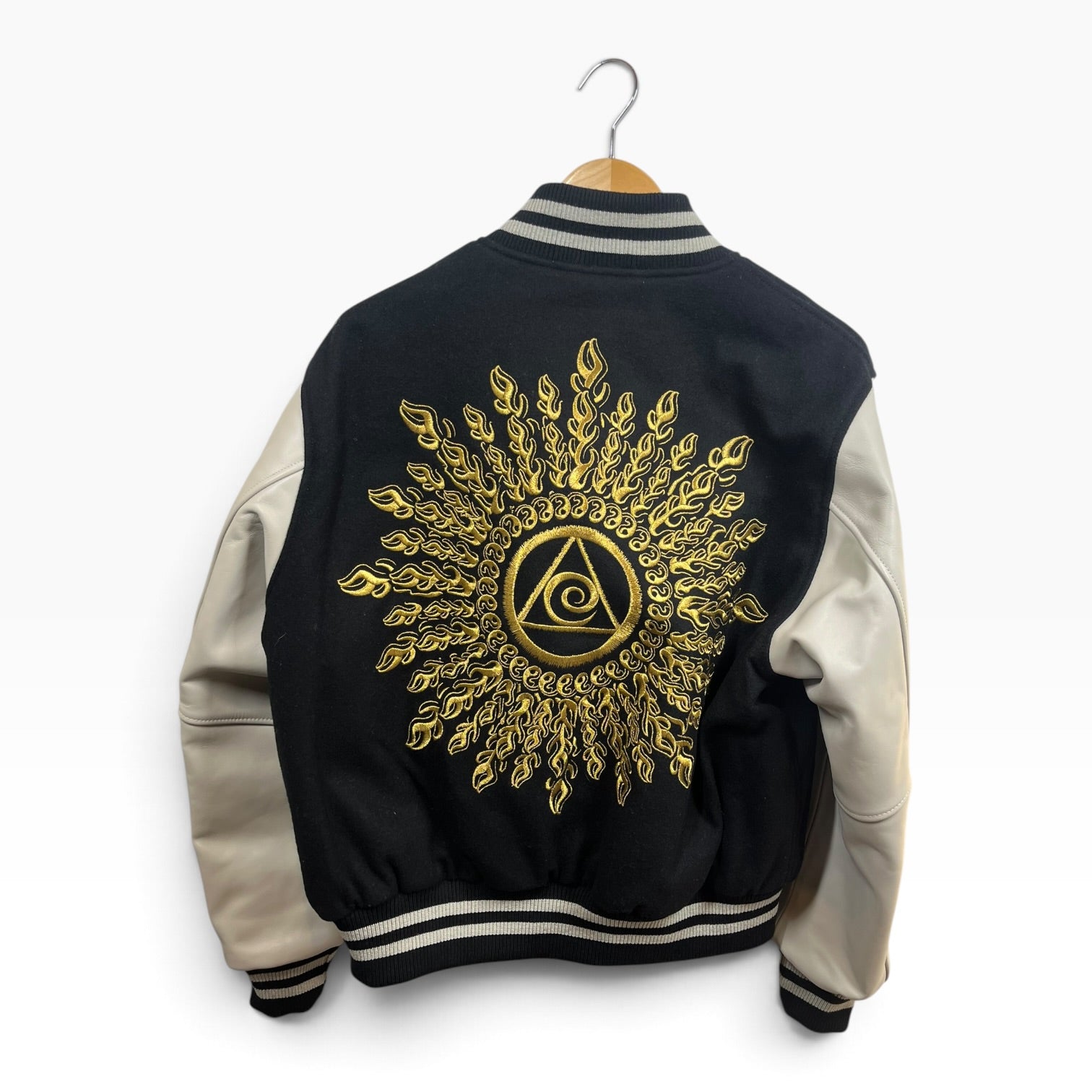 STUSSY/DRIES VAN NOTEN/Jacket/M/Wool/BLK/Varsity Jkt W/ Patches view 2