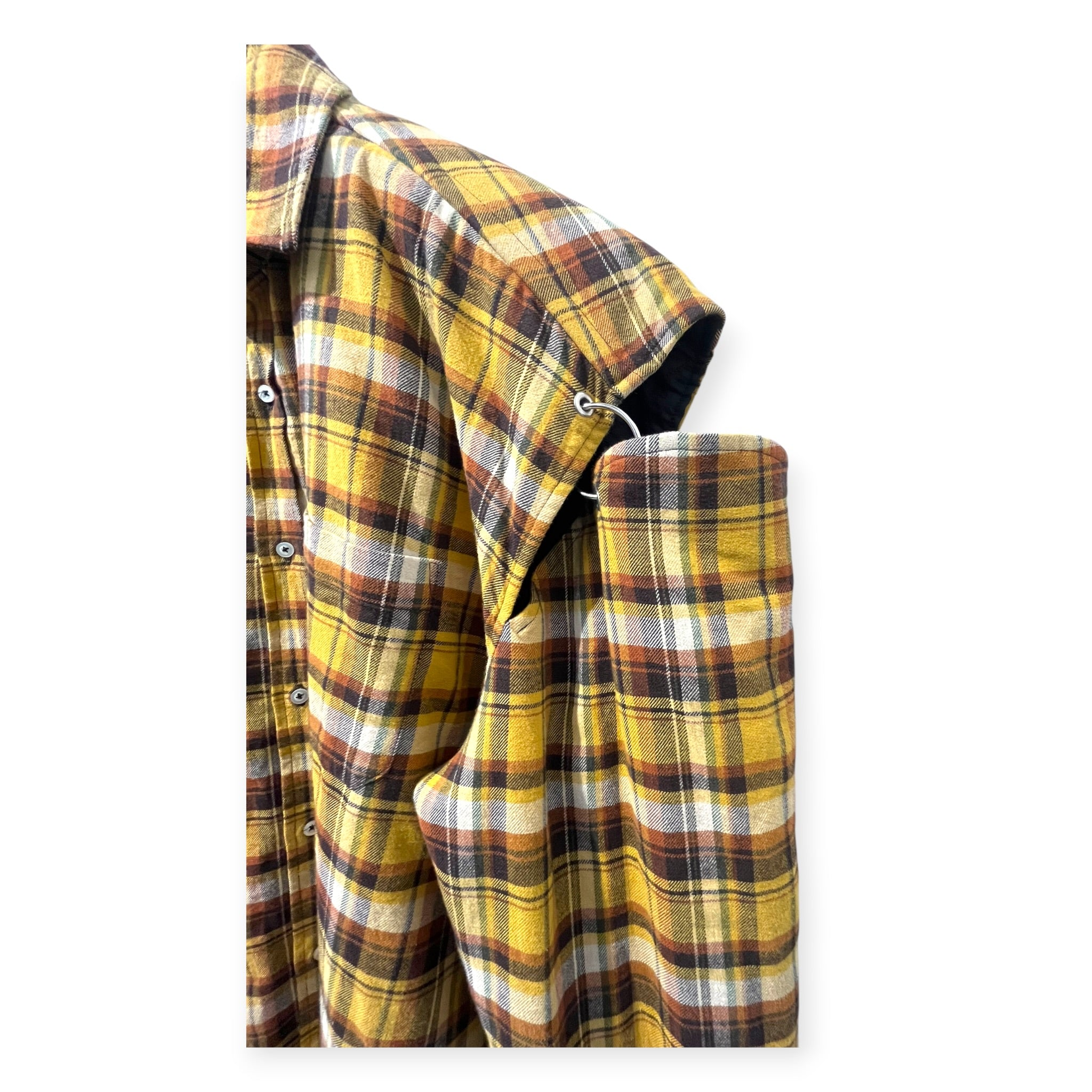 VETEMENTS/Jacket/S/Cotton/YLW/Plaid/time is money football shldr view 3