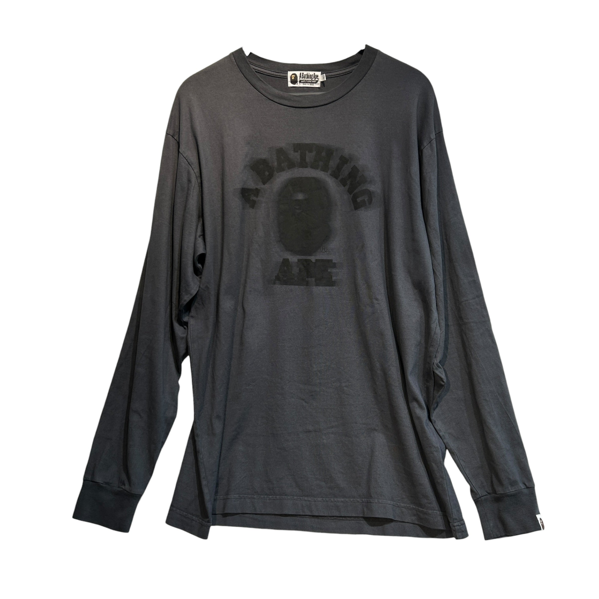 A BATHING APE/LS T-Shirt/L/Cotton/BLK/Graphic/Hazy Bape Head view 1