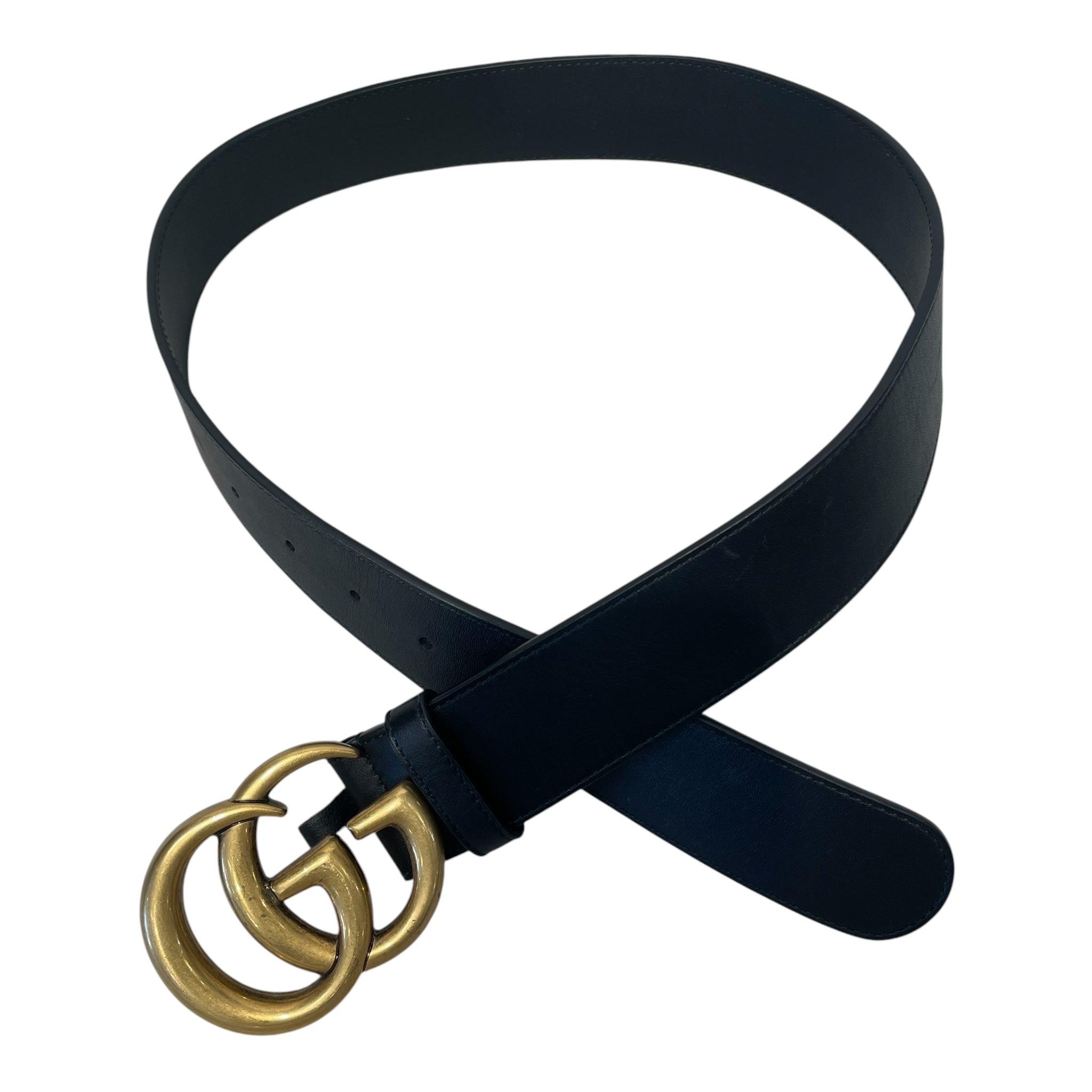 GUCCI/Belt/Leather/BLK/GOLD DOUBLE G view 2