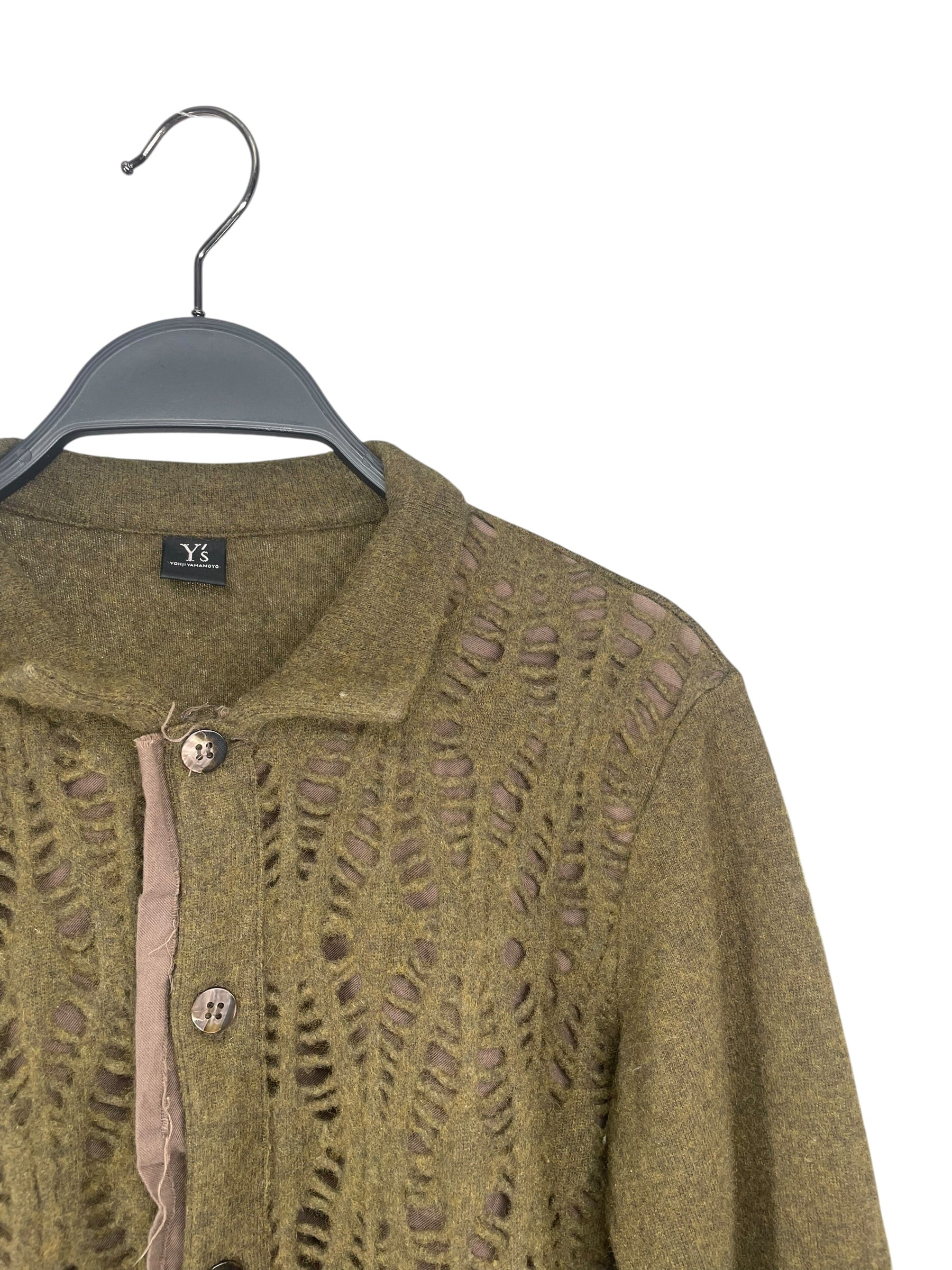 Y's/Cardigan/3/Wool/GRY/DISTRESSED CARDIGAN view 3