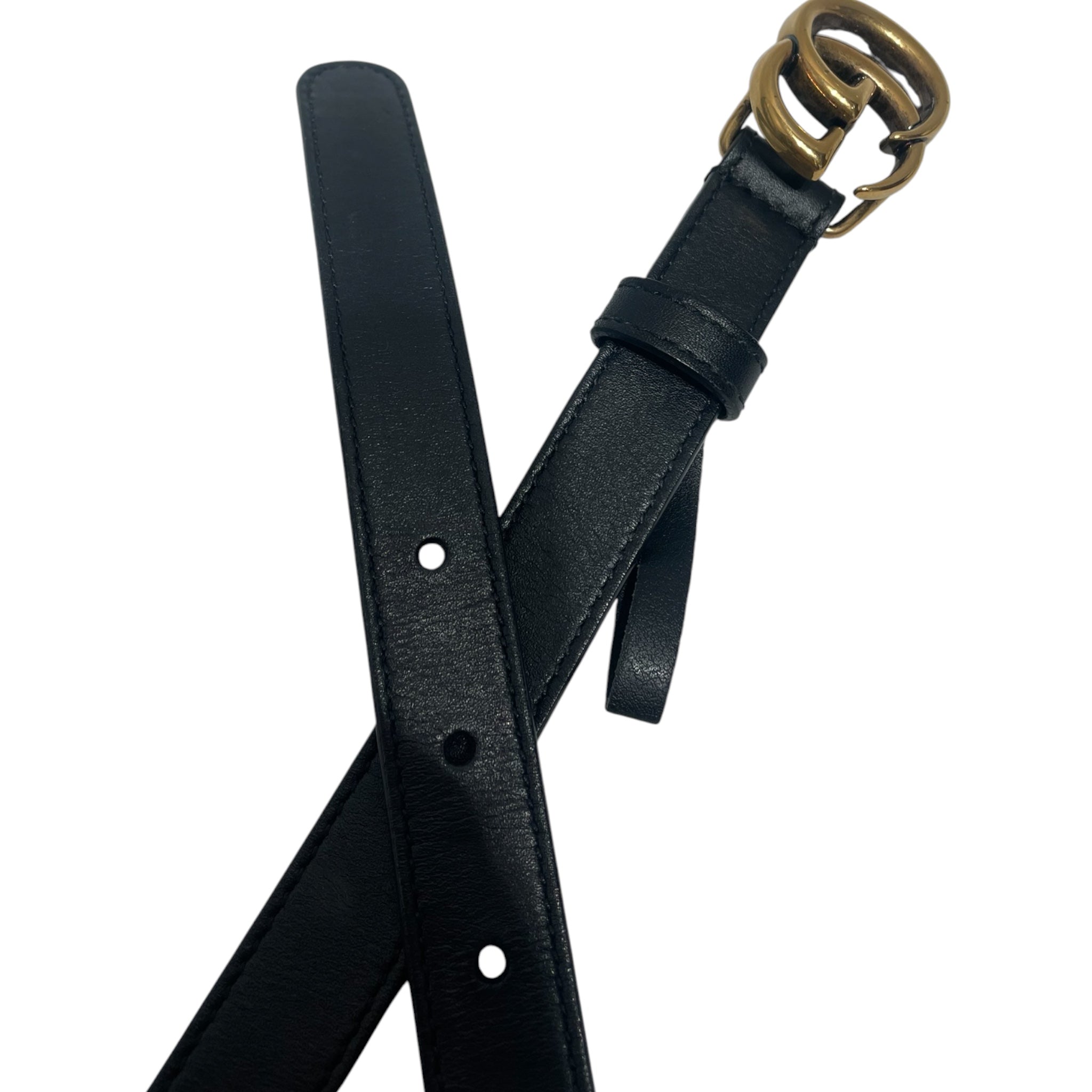 GUCCI/Belt/Leather/BLK/Thin Belt Old GG Buckle Belt view 2