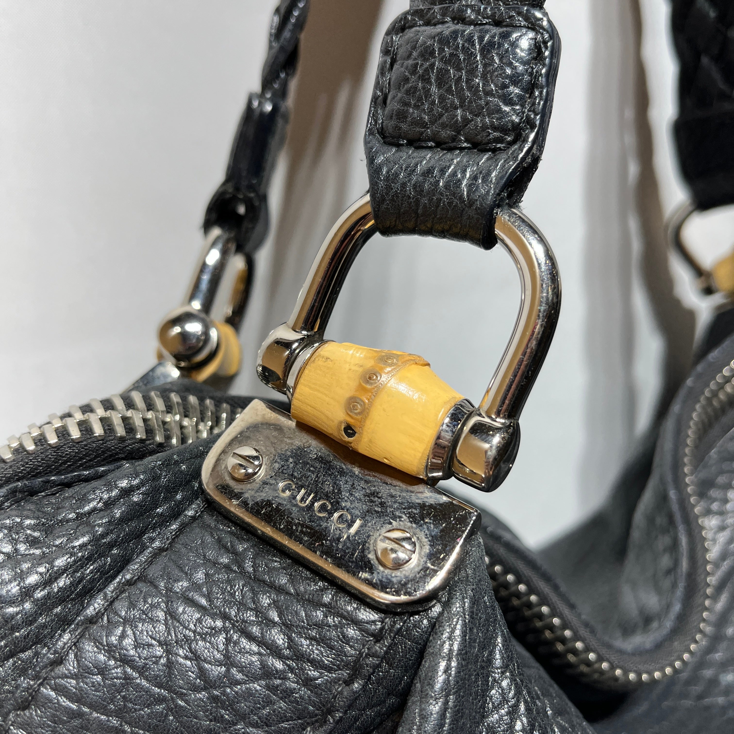 GUCCI/Tote Bag/Leather/BLK/bamboo tote view 5