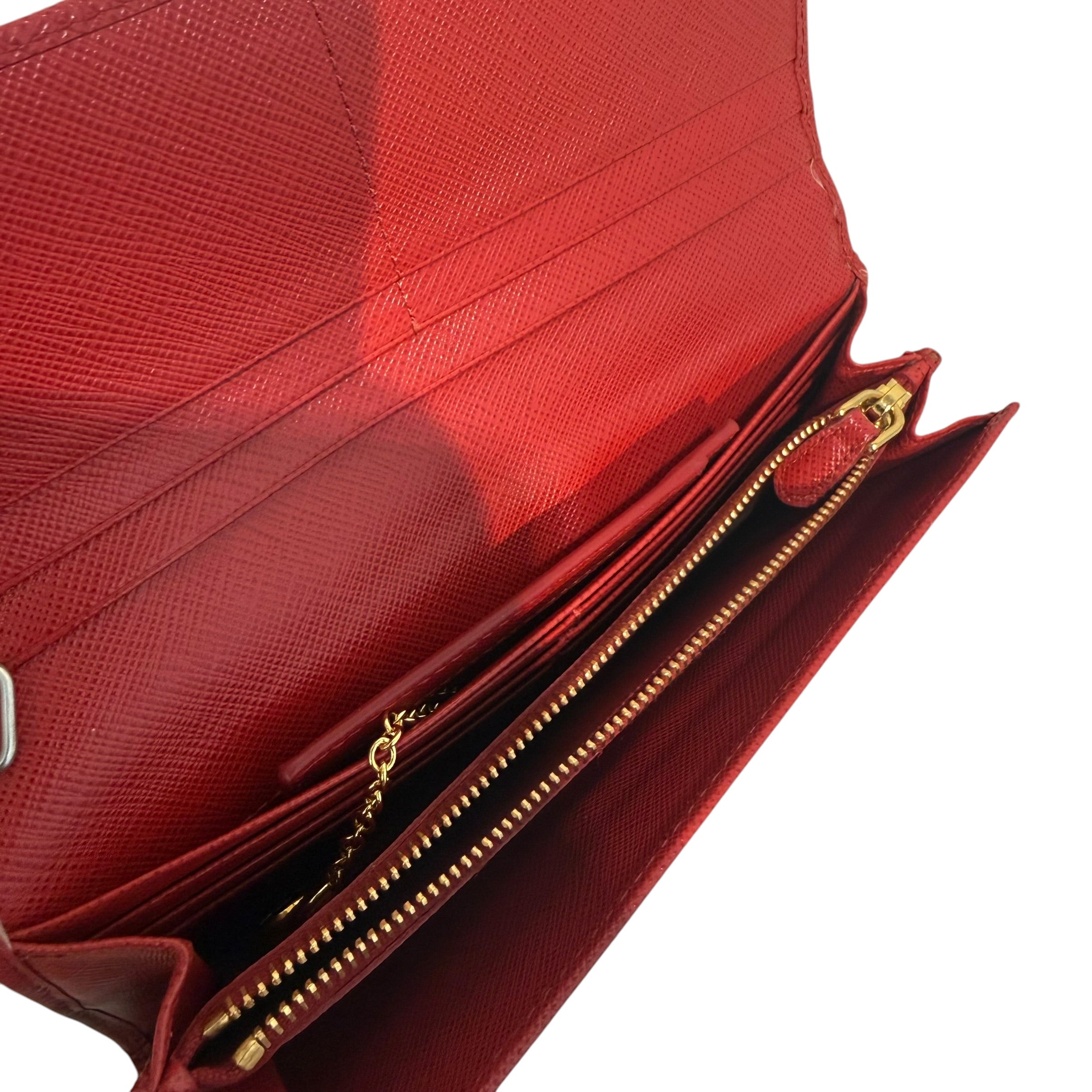 PRADA/Wallet/Leather/RED/M's/Saffiano Leather wallet view 4