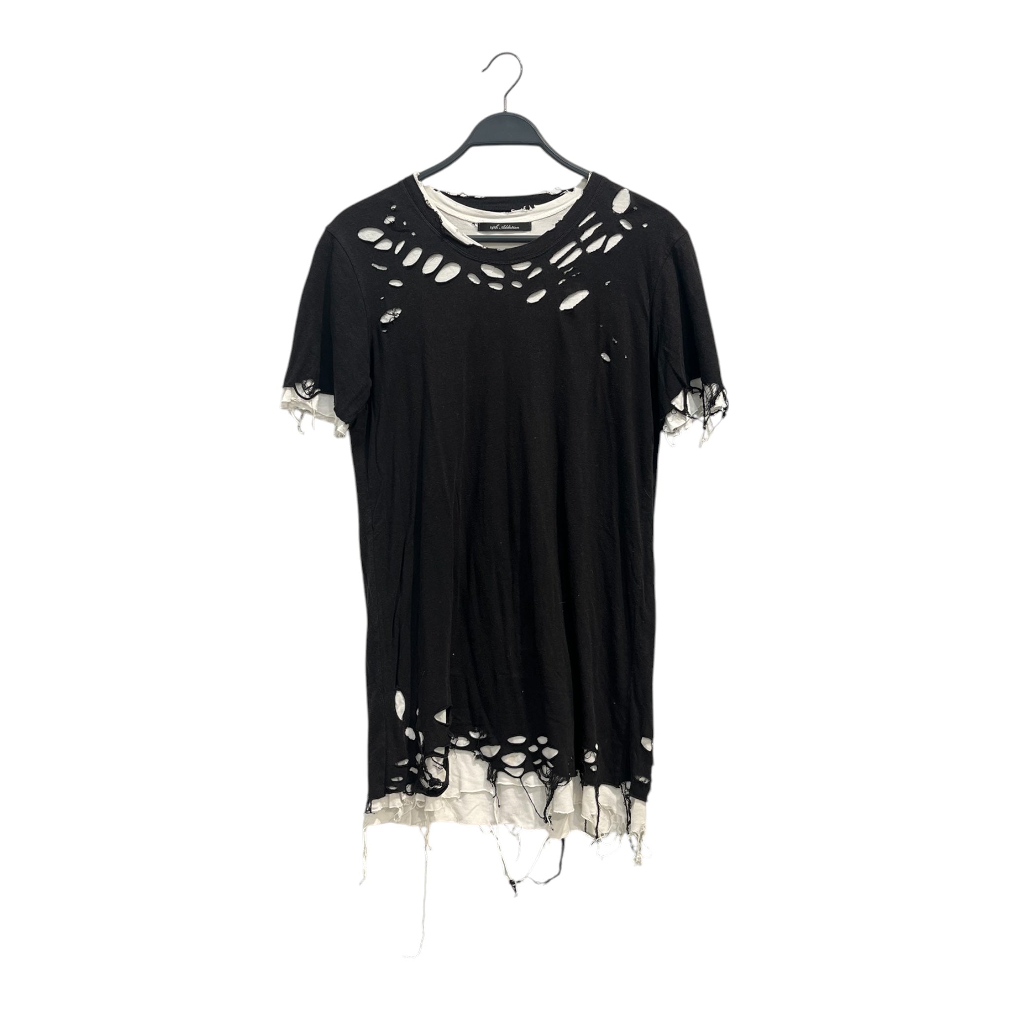 14th Addiction/T-Shirt/L/Cotton/BLK/whit shirt inside distressed view 1